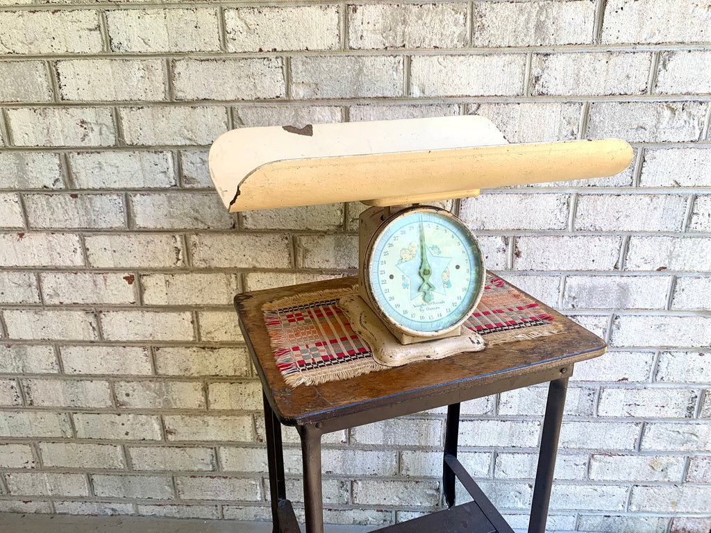 Vtg Baby Scale | Rustic Cream Baby Scale | 30 lbs. Baby Scale | Vtg Nursery Decor