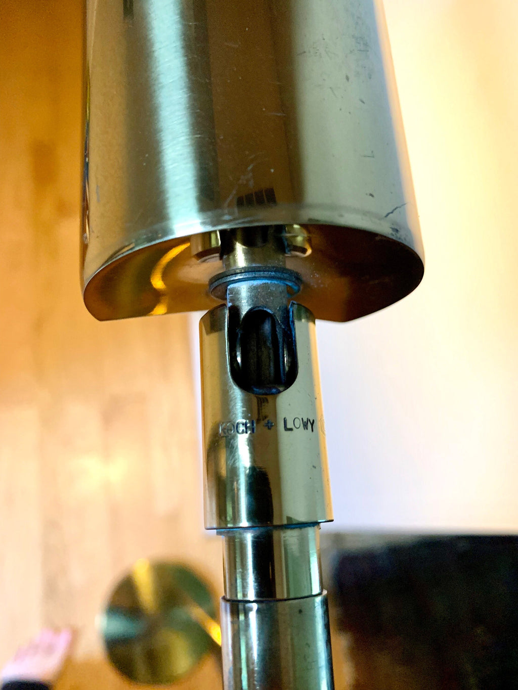 Vtg Koch and Lowy Adjustable Swing Arm Floor Lamp | Brass Swing Arm Floor Lamp Lamp | Mid Century Brass Swing Arm Lamp