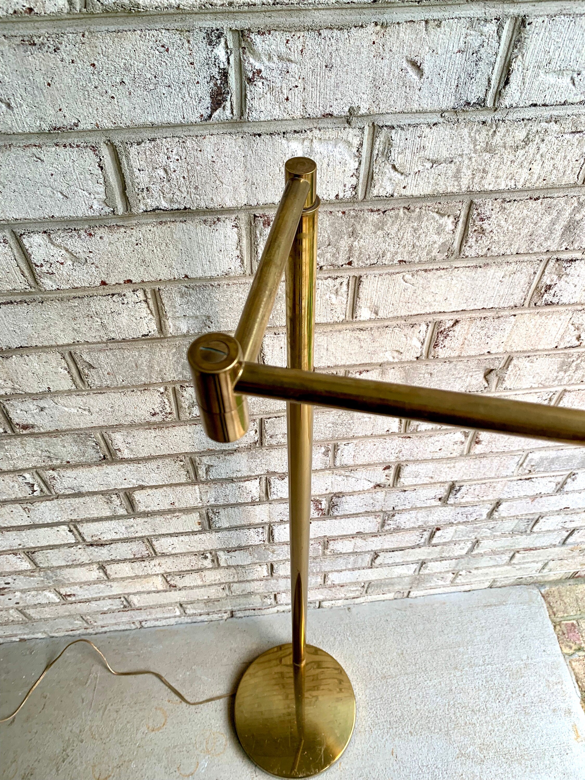 Vtg Koch and Lowy Adjustable Swing Arm Floor Lamp | Brass Swing Arm Floor Lamp Lamp | Mid Century Brass Swing Arm Lamp