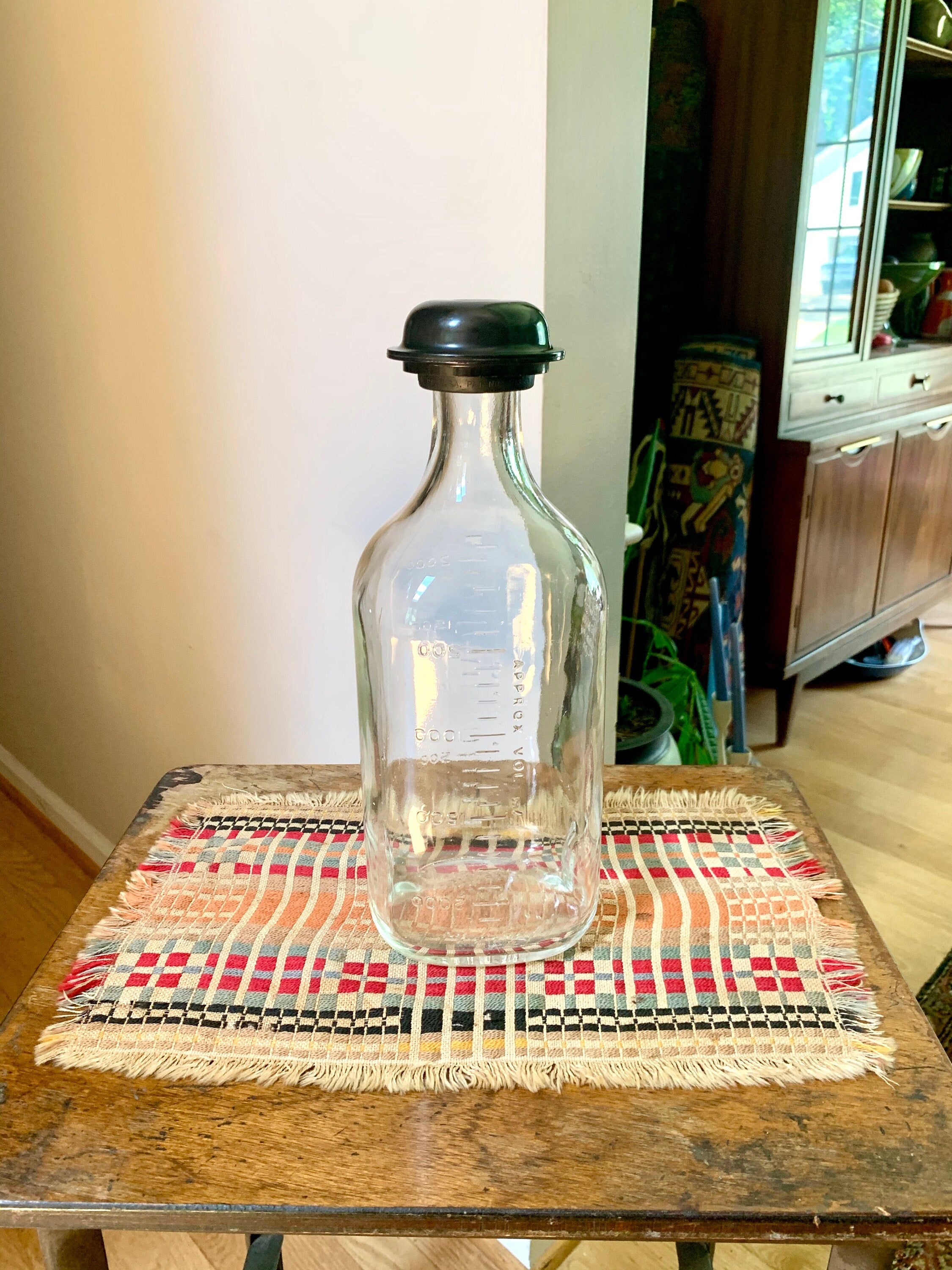 Vtg ASPF American Square-Pak Flask | Large American Sterilizer Beaker | Pyrex 2000ml Borosilicate Lab Flask | Apothecary Graduated Bottle