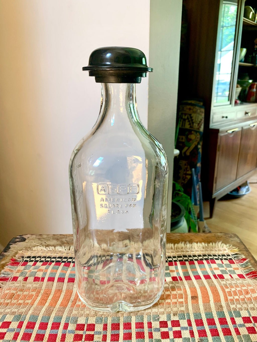 Vtg ASPF American Square-Pak Flask | Large American Sterilizer Beaker | Pyrex 2000ml Borosilicate Lab Flask | Apothecary Graduated Bottle