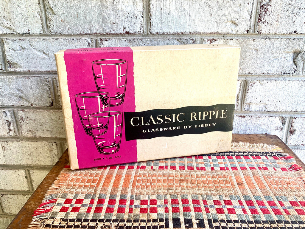 Vtg Classic Ripple Glassware by Libbey | Purple 6 oz. Libbey Glasses | Classic Ripple Glassware in Original Box