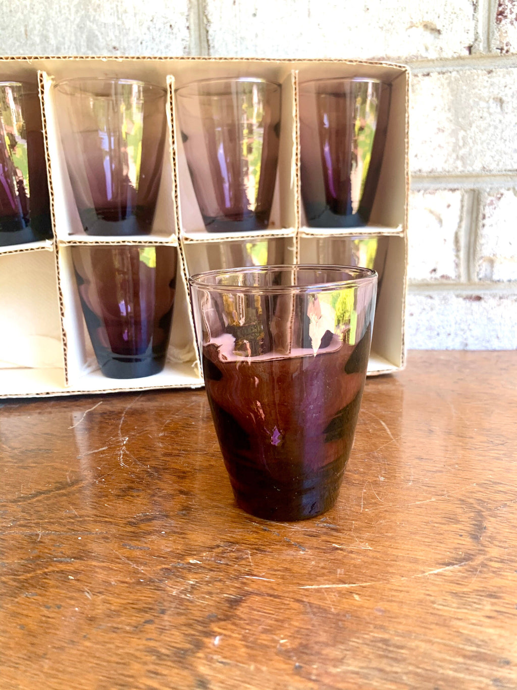 Vtg Classic Ripple Glassware by Libbey | Purple 6 oz. Libbey Glasses | Classic Ripple Glassware in Original Box