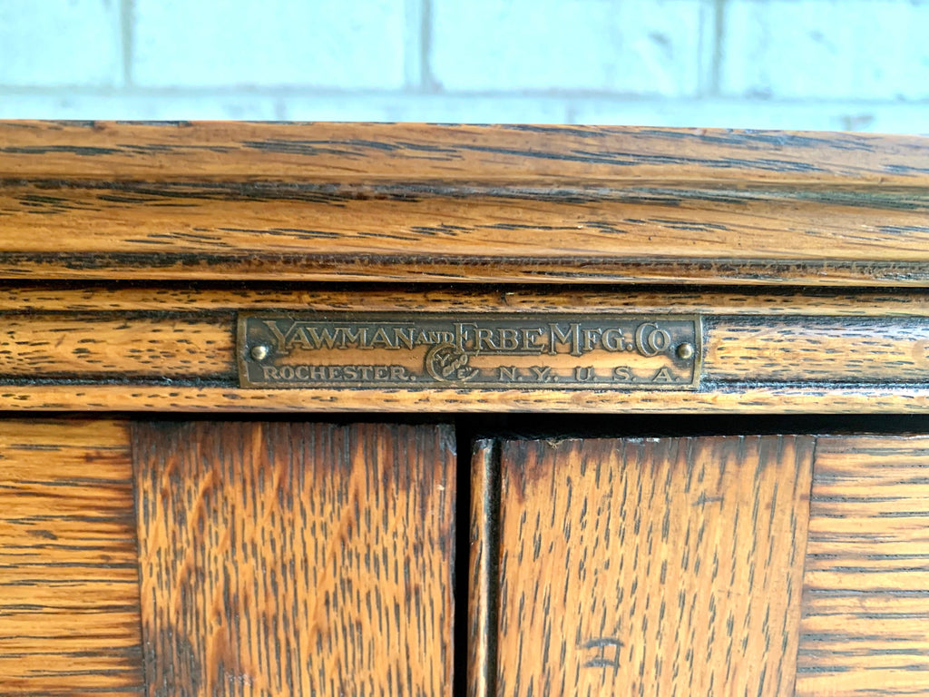 Antique Yawmen & Erbe Wood Filing Cabinet | Wooden 20 Drawer Library Index Card Catalog | Wooden Filing Cabinet | Storage Cabinet