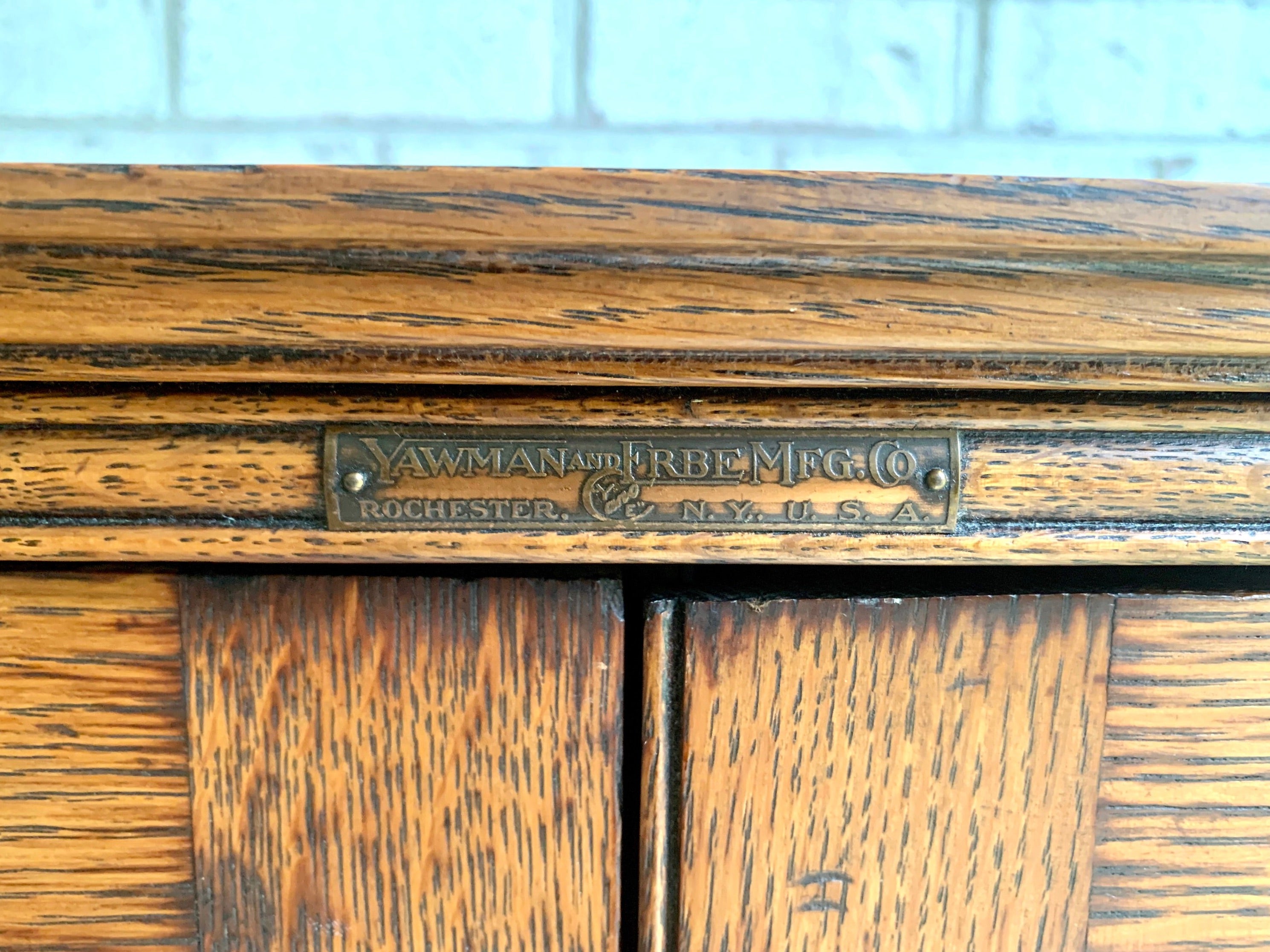 Antique Yawmen & Erbe Wood Filing Cabinet | Wooden 20 Drawer Library Index Card Catalog | Wooden Filing Cabinet | Storage Cabinet