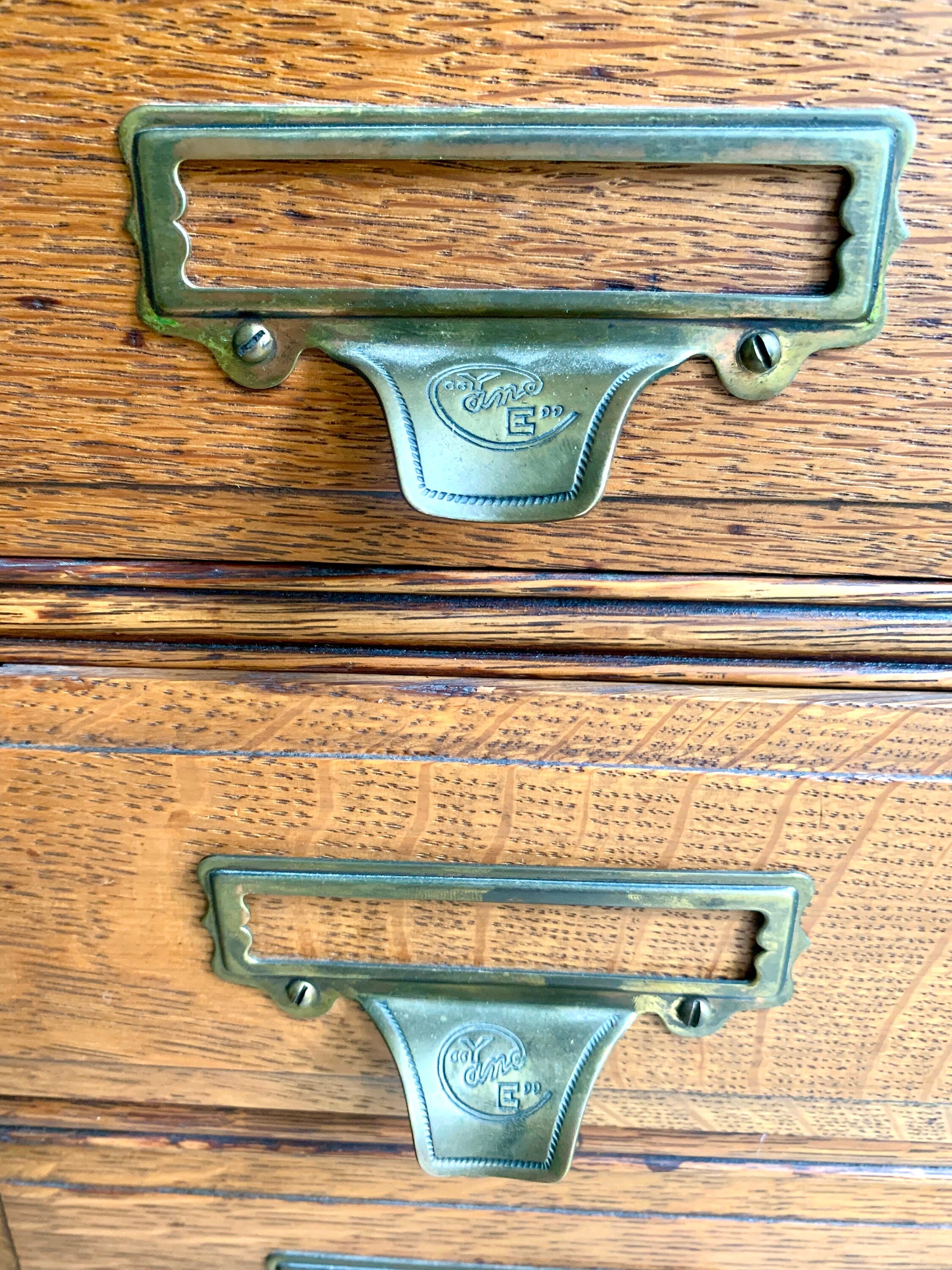 Antique Yawmen & Erbe Wood Filing Cabinet | Wooden 20 Drawer Library Index Card Catalog | Wooden Filing Cabinet | Storage Cabinet