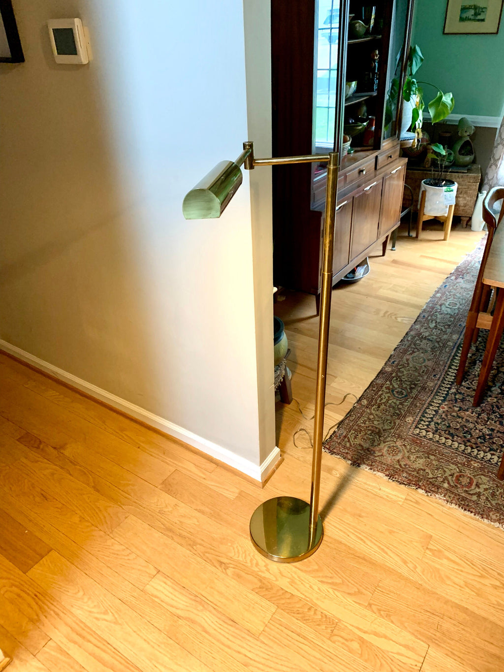 Vtg Koch and Lowy Adjustable Swing Arm Floor Lamp | Brass Swing Arm Floor Lamp Lamp | Mid Century Brass Swing Arm Lamp