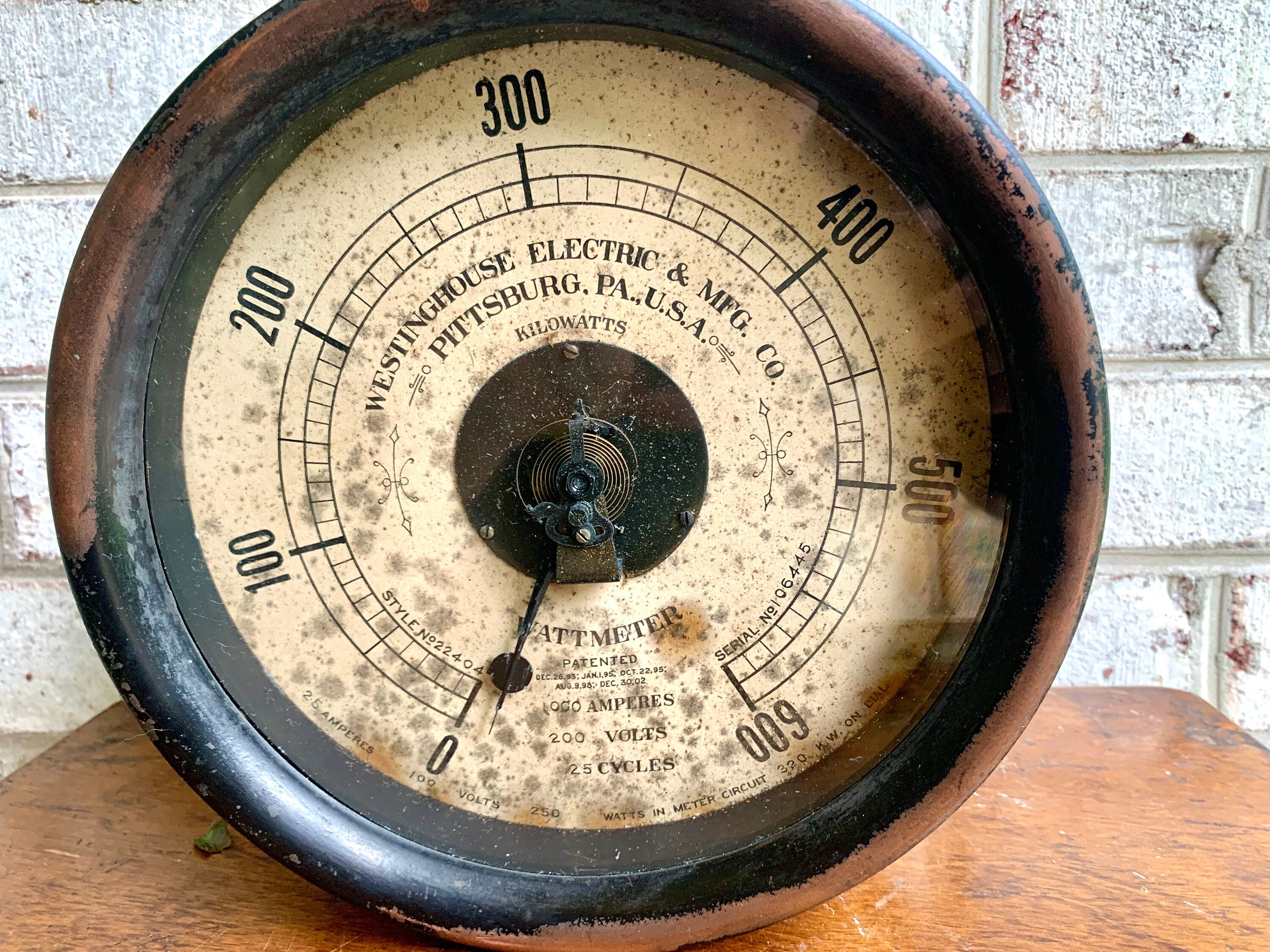 Vtg Westinghouse Wattmeter | Large Watt Meter Gauge | Distressed Kilowatt Meter | Antique Voltage Meter | Rustic Voltage Gauge