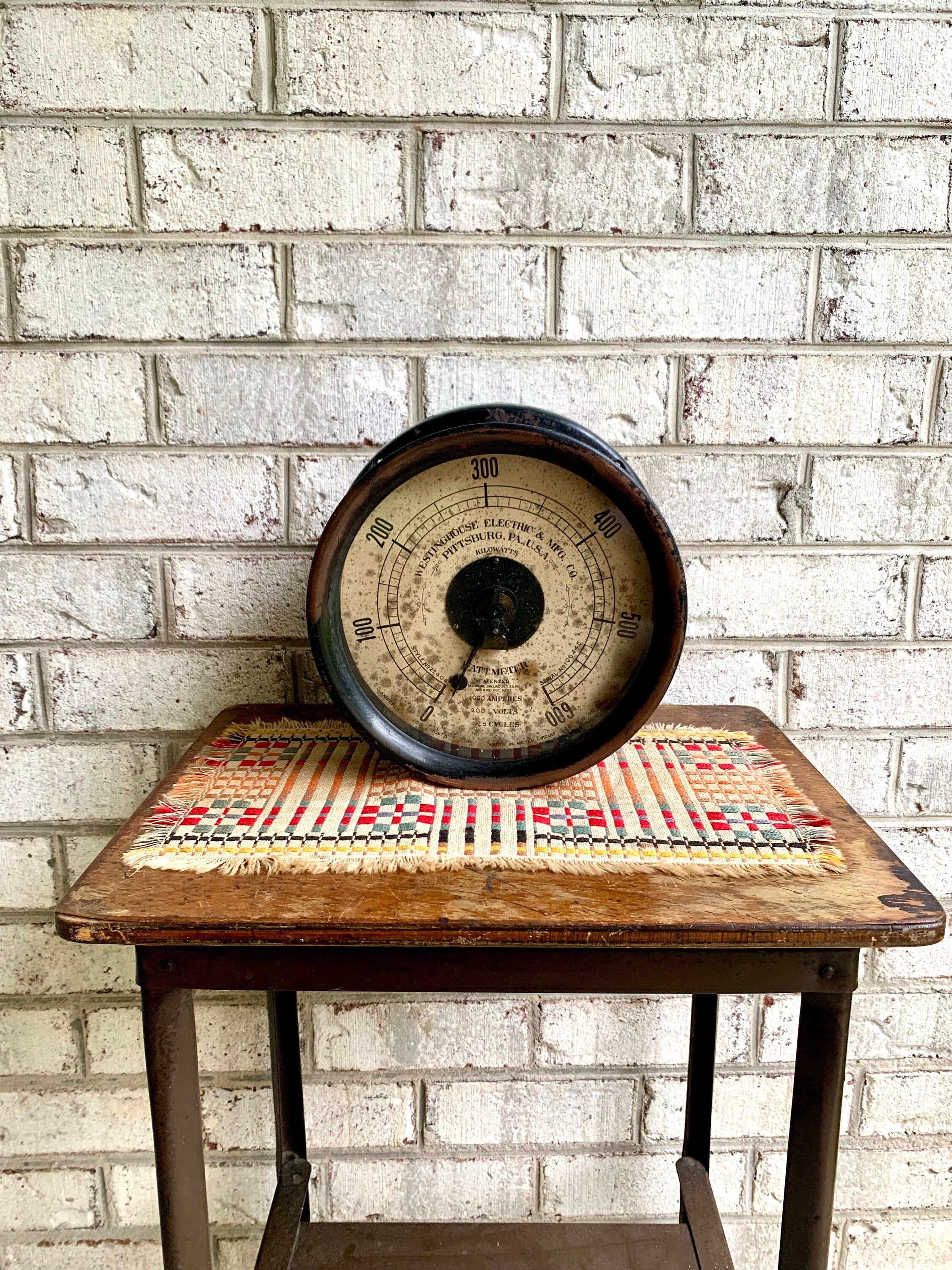 Vtg Westinghouse Wattmeter | Large Watt Meter Gauge | Distressed Kilowatt Meter | Antique Voltage Meter | Rustic Voltage Gauge
