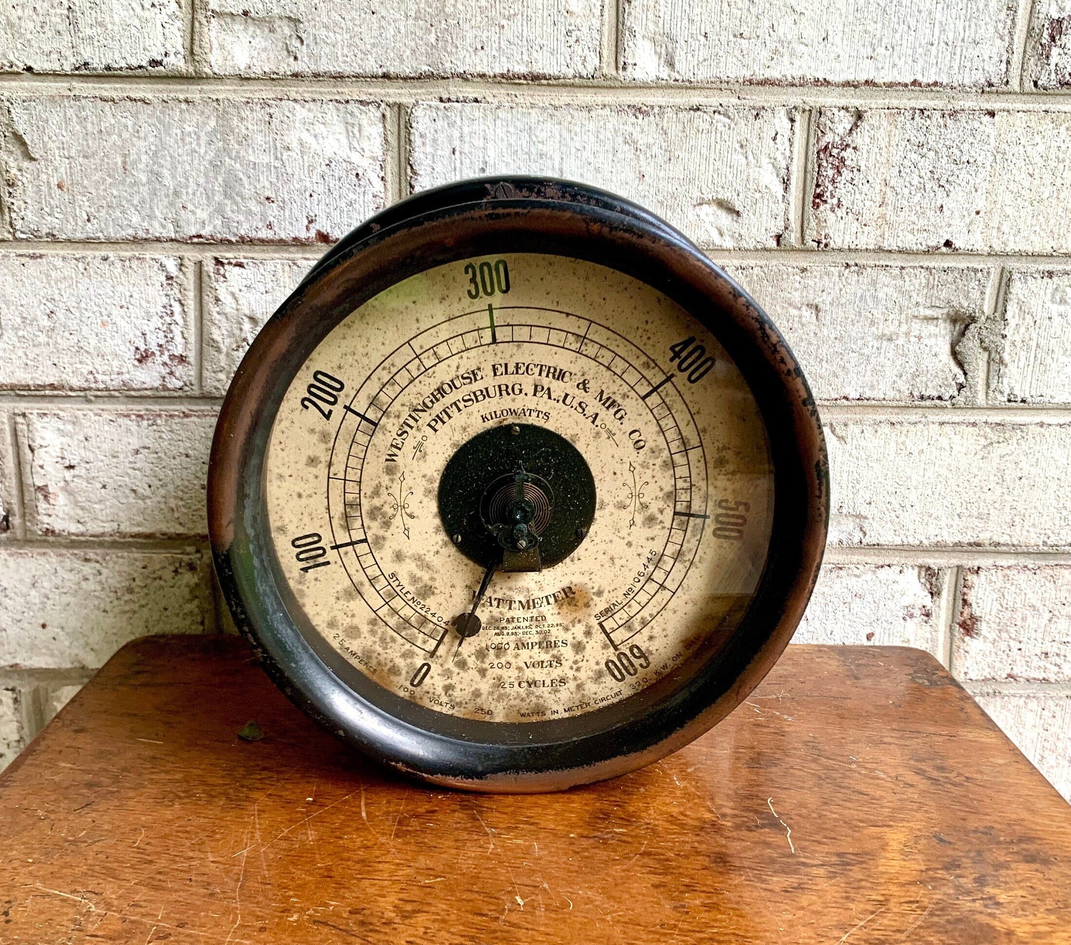 Vtg Westinghouse Wattmeter | Large Watt Meter Gauge | Distressed Kilowatt Meter | Antique Voltage Meter | Rustic Voltage Gauge