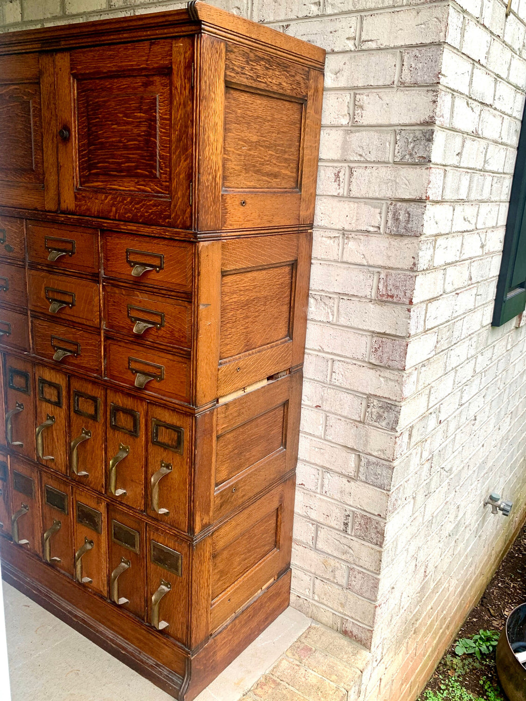 Antique Yawmen & Erbe Wood Filing Cabinet | Wooden 20 Drawer Library Index Card Catalog | Wooden Filing Cabinet | Storage Cabinet