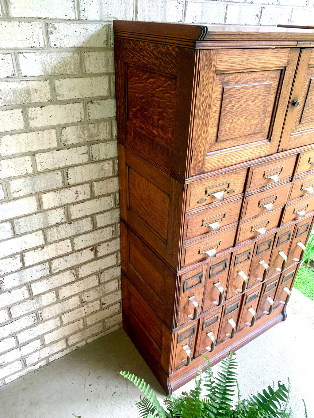 Antique Yawmen & Erbe Wood Filing Cabinet | Wooden 20 Drawer Library Index Card Catalog | Wooden Filing Cabinet | Storage Cabinet