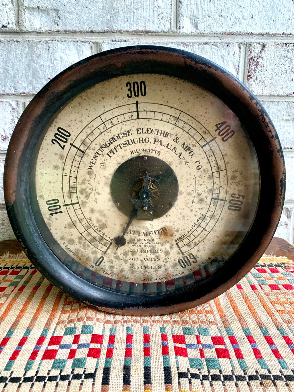 Vtg Westinghouse Wattmeter | Large Watt Meter Gauge | Distressed Kilowatt Meter | Antique Voltage Meter | Rustic Voltage Gauge
