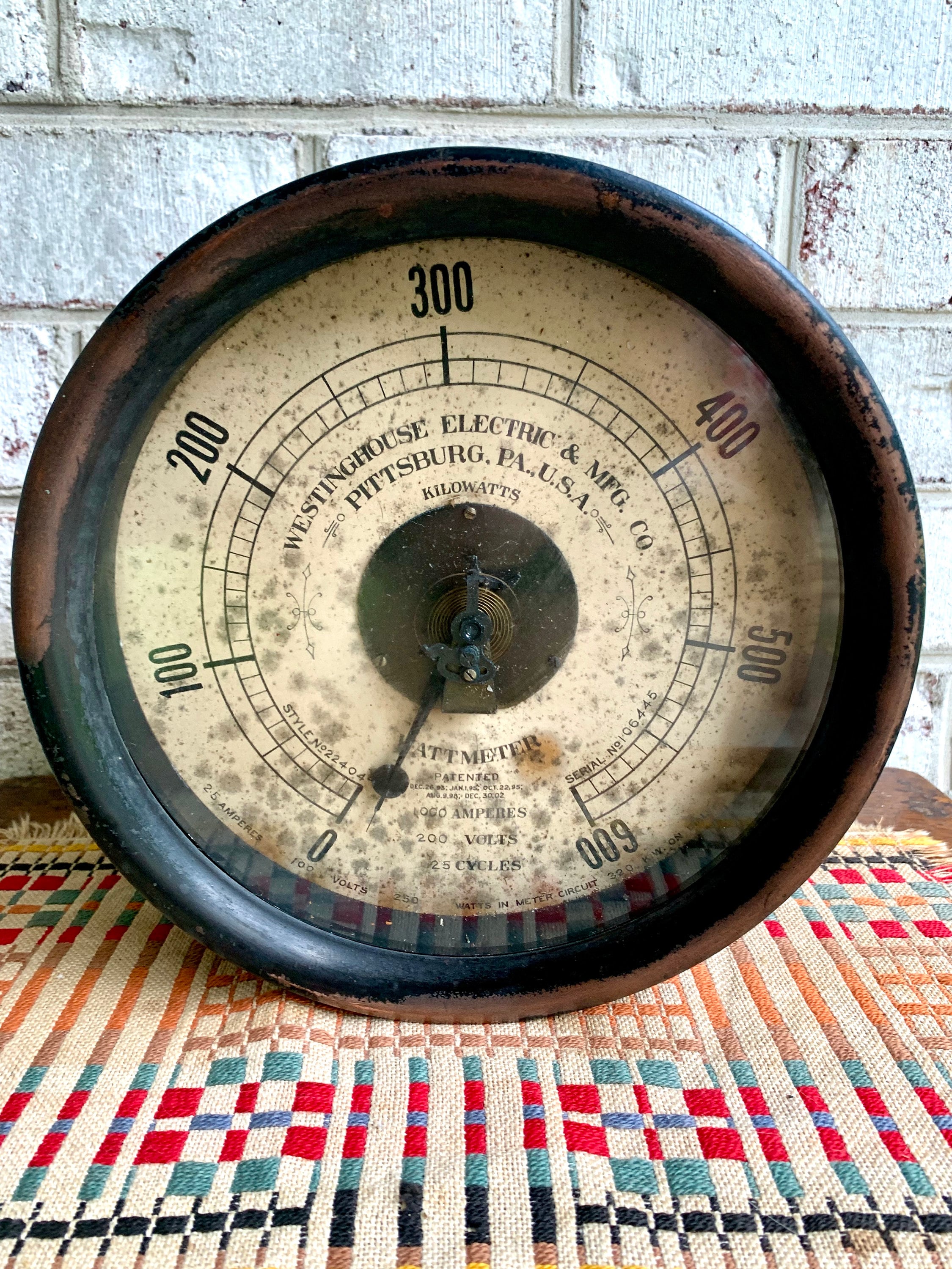 Vtg Westinghouse Wattmeter | Large Watt Meter Gauge | Distressed Kilowatt Meter | Antique Voltage Meter | Rustic Voltage Gauge
