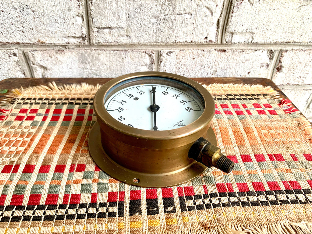 Vtg Brass Ashcroft Industrial Pressure Gauge | Industrial Factory 60 lb. Pressure Gauge | Steampunk decor | Industrial decor