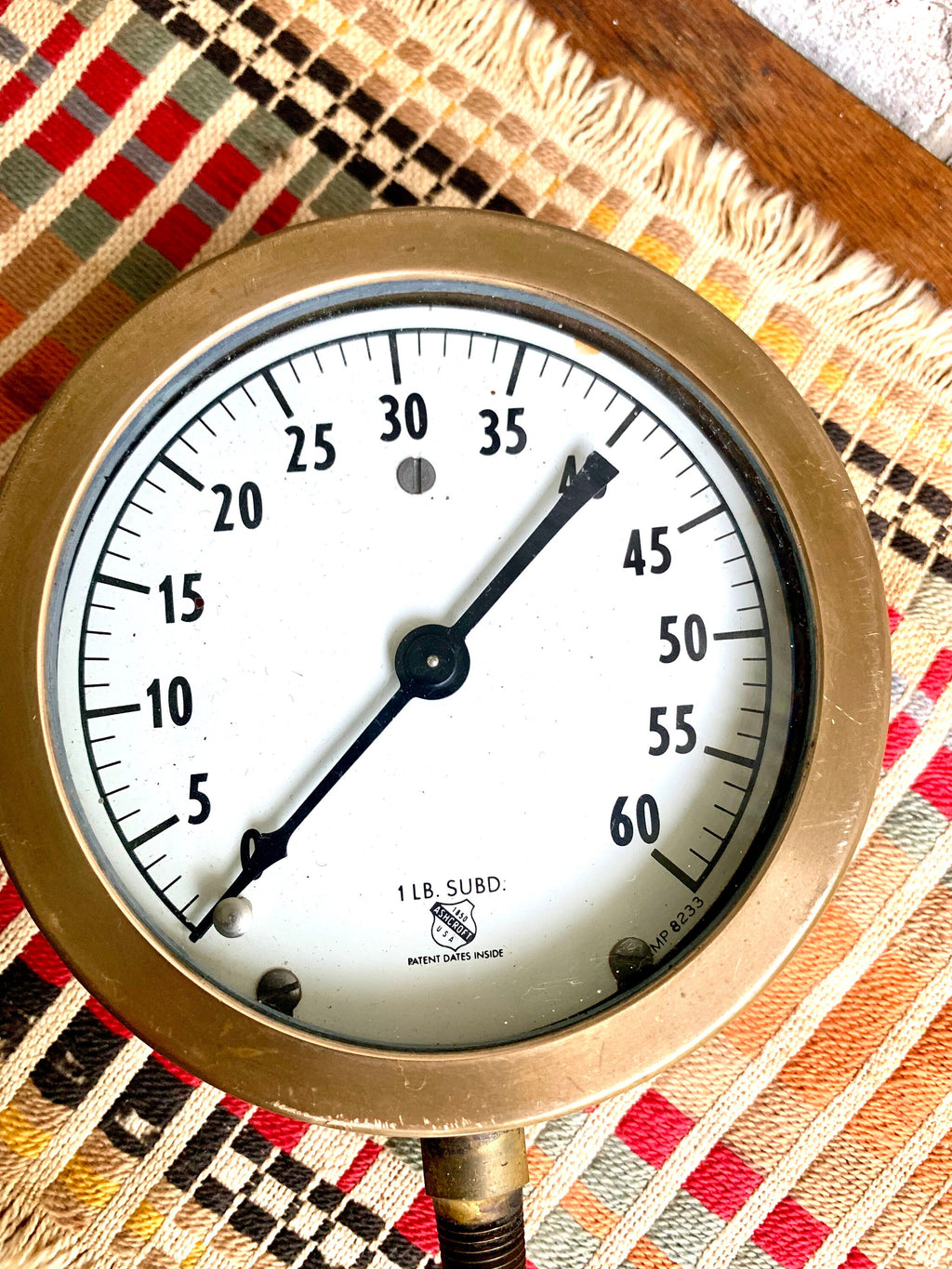 Vtg Brass Ashcroft Industrial Pressure Gauge | Industrial Factory 60 lb. Pressure Gauge | Steampunk decor | Industrial decor