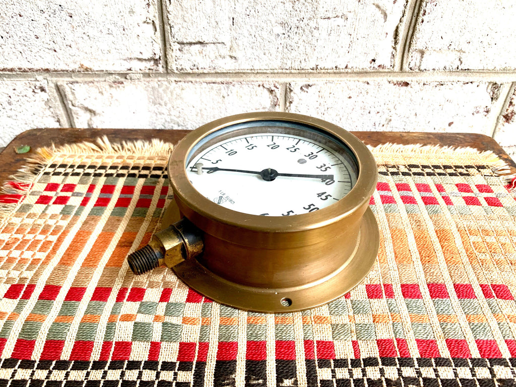 Vtg Brass Ashcroft Industrial Pressure Gauge | Industrial Factory 60 lb. Pressure Gauge | Steampunk decor | Industrial decor