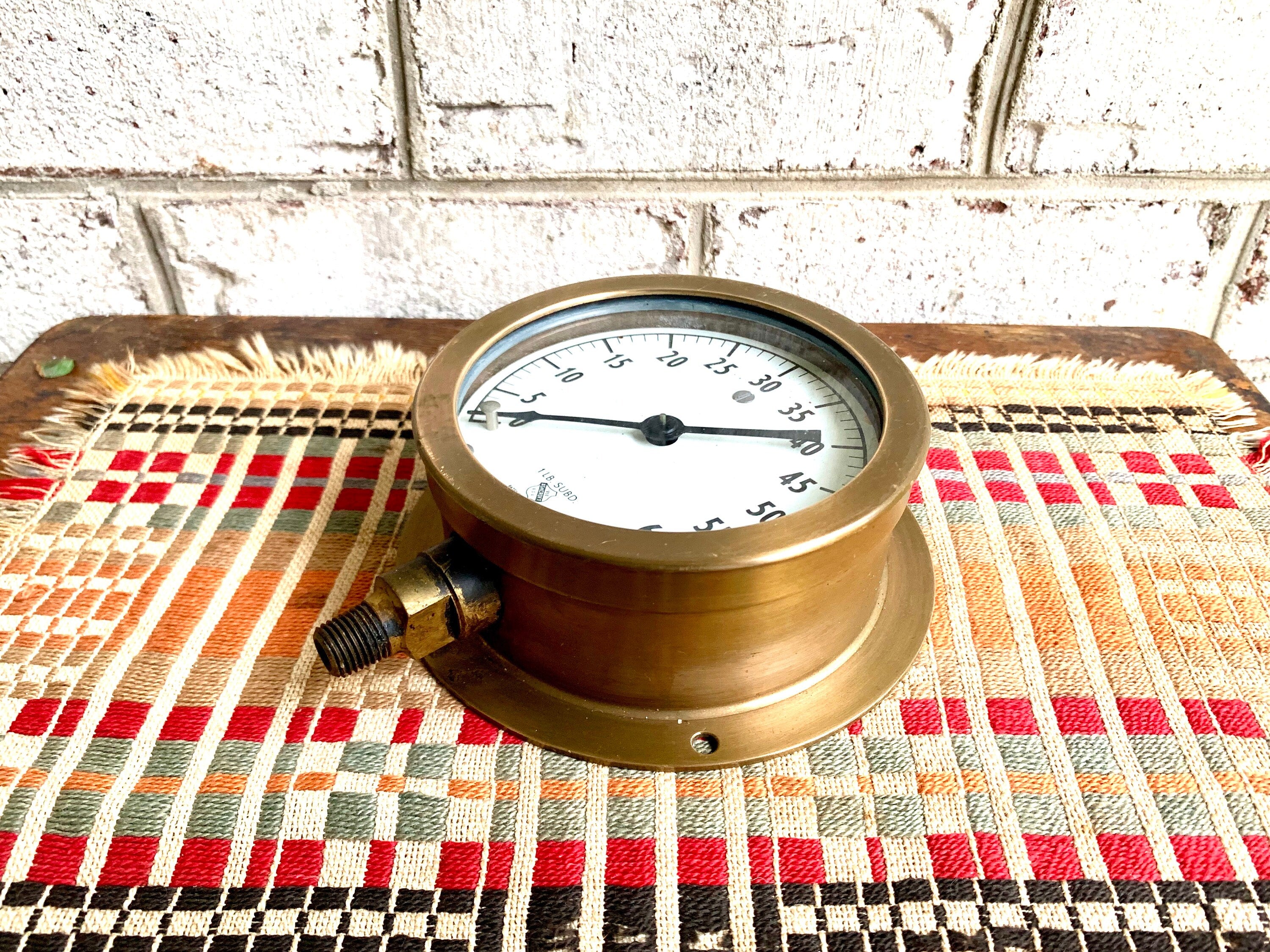 Vtg Brass Ashcroft Industrial Pressure Gauge | Industrial Factory 60 lb. Pressure Gauge | Steampunk decor | Industrial decor