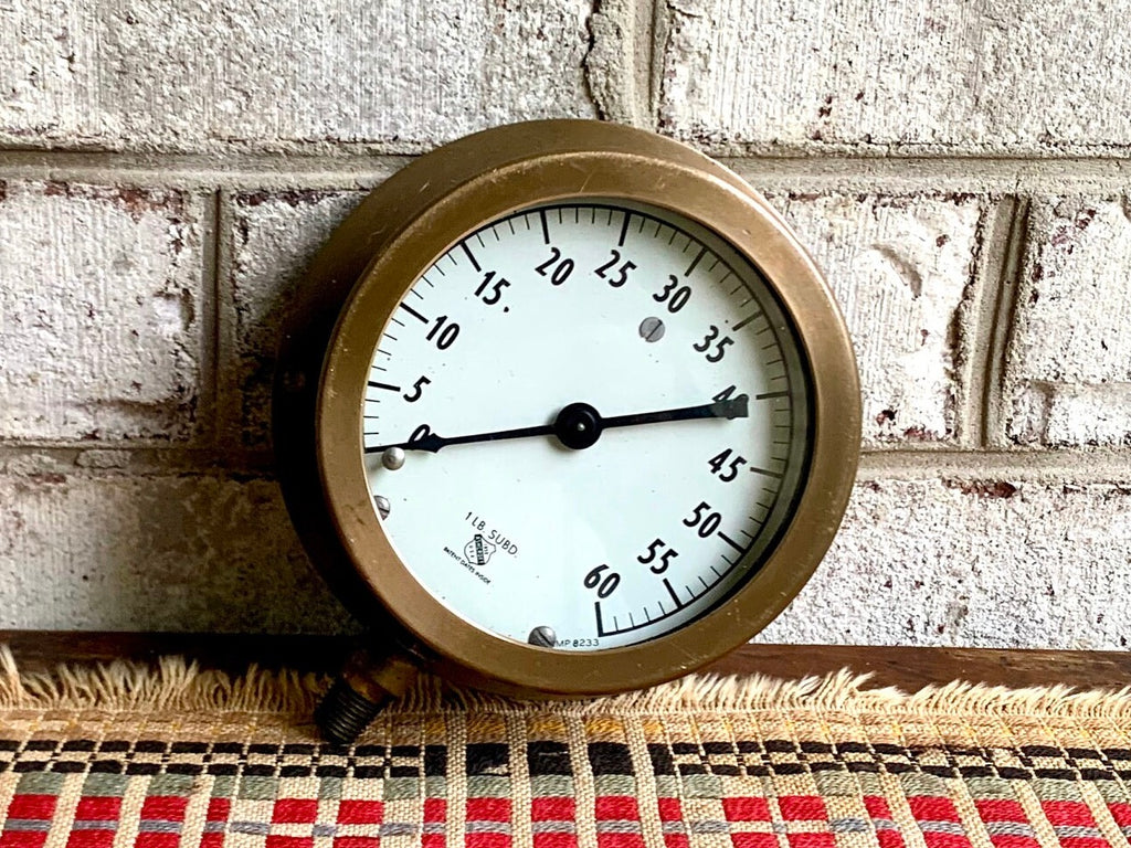 Vtg Brass Ashcroft Industrial Pressure Gauge | Industrial Factory 60 lb. Pressure Gauge | Steampunk decor | Industrial decor