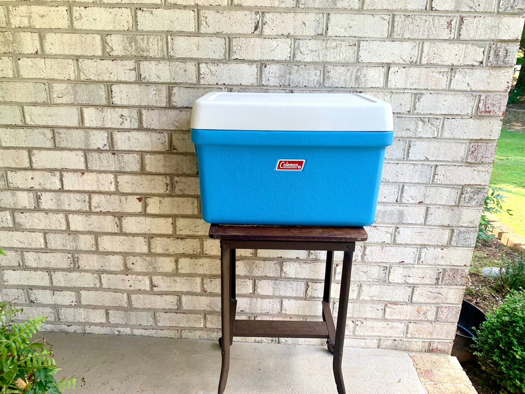 Vtg Blue Coleman Cooler | Coleman Camping Cooler | Retro Camping Cooler | Metal Handled Cooler | Polylite Coleman Cooler