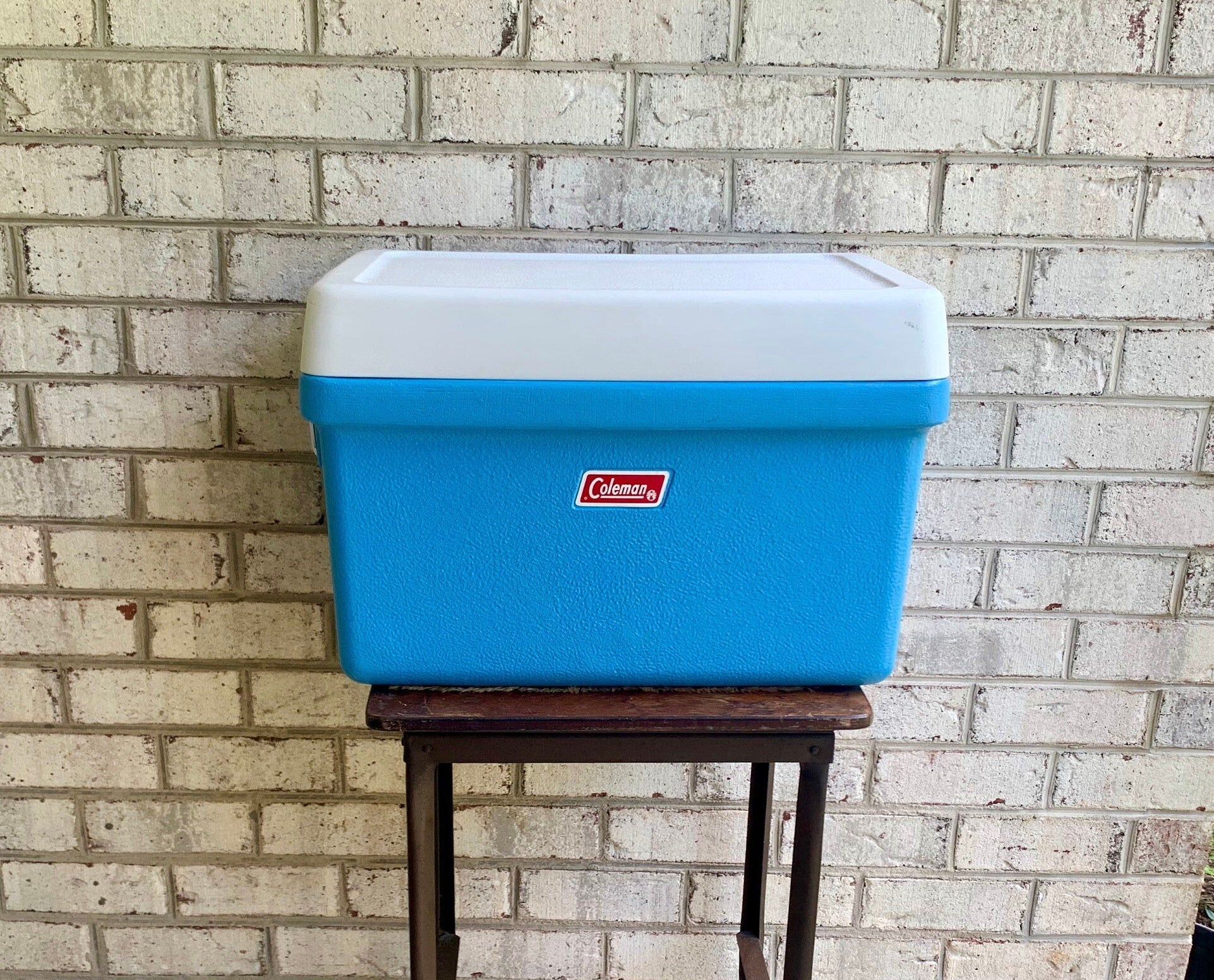 Vtg Blue Coleman Cooler | Coleman Camping Cooler | Retro Camping Cooler | Metal Handled Cooler | Polylite Coleman Cooler
