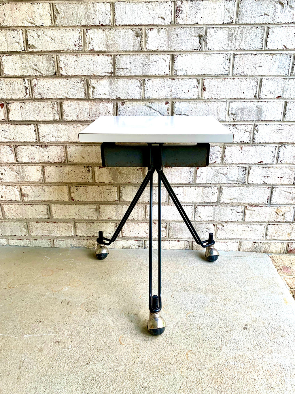 MCM Eliot Noyes Rolling Table | IBM Three Legged MCM Rolling Telephone Table | McM Night Stand | Mid Century End Table |