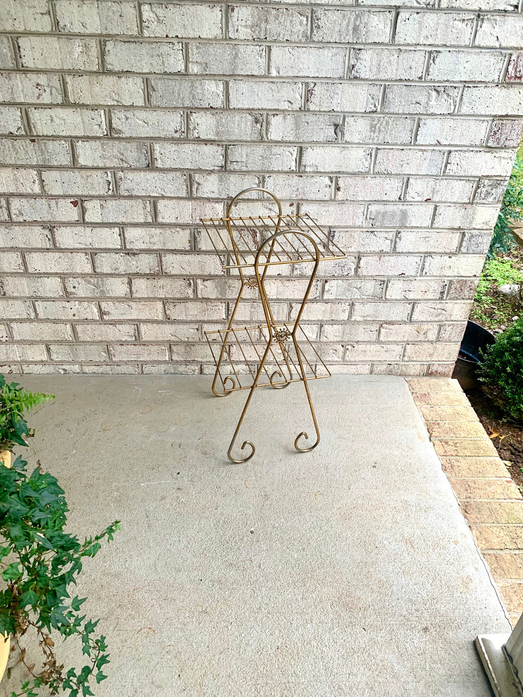 Vintage Eames Style Telephone Stand | Mid Century Telephone Stand | Hollywood Regency Wire Stand | Brass Wire Stand | Two Tiered Plant Stand