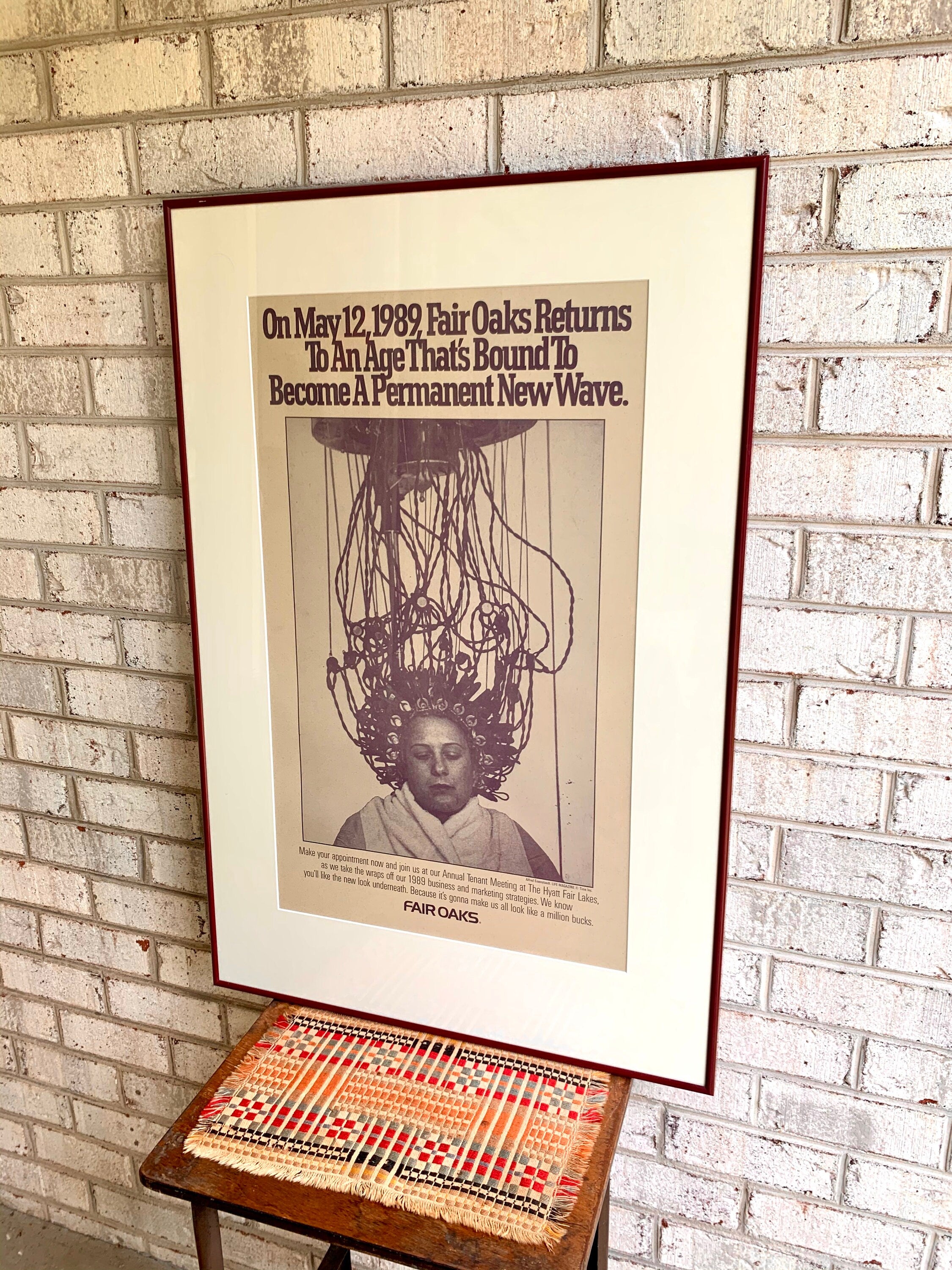 Vtg Fair Oaks Unique Poster | 1989 Fair Oaks Advertisement Poster | Framed and Matted Alfred Eisenstaedt Photo | Life Magazine Photo