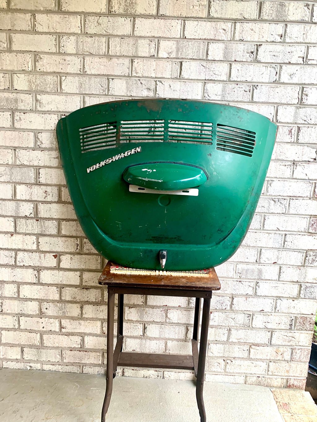 Vtg Green Volkswagon Deck Lid | Distressed VW Trunk Lid | VW Beetle Wall Decor | Automotive Decor | Green VW Beetle Deck Lid