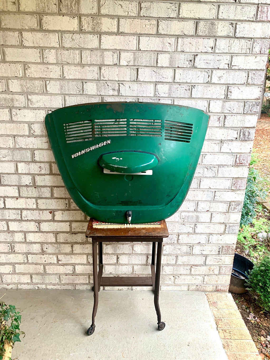 Vtg Green Volkswagon Deck Lid | Distressed VW Trunk Lid | VW Beetle Wall Decor | Automotive Decor | Green VW Beetle Deck Lid