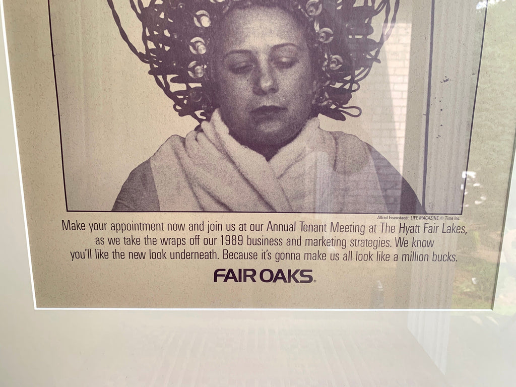Vtg Fair Oaks Unique Poster | 1989 Fair Oaks Advertisement Poster | Framed and Matted Alfred Eisenstaedt Photo | Life Magazine Photo