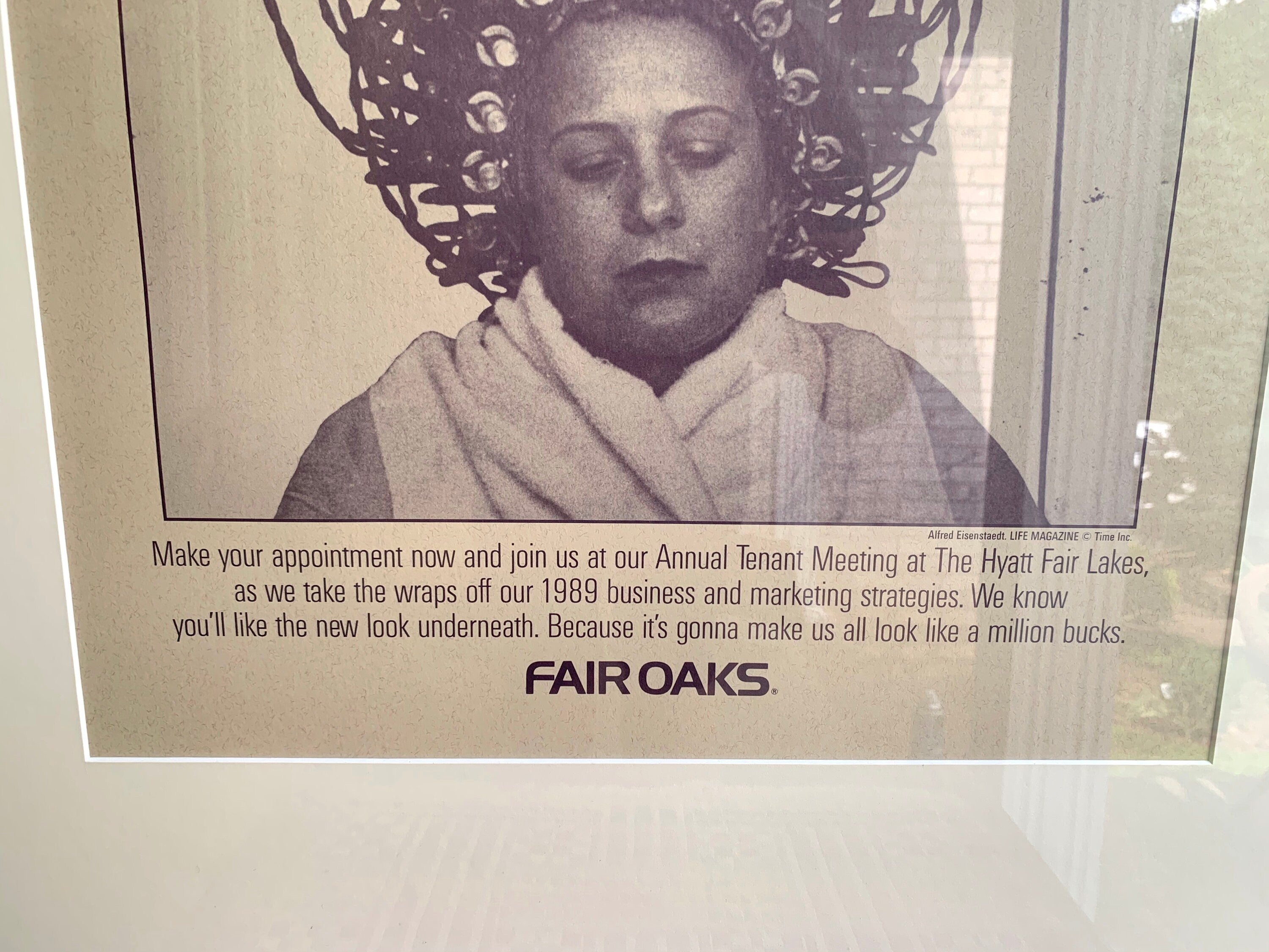 Vtg Fair Oaks Unique Poster | 1989 Fair Oaks Advertisement Poster | Framed and Matted Alfred Eisenstaedt Photo | Life Magazine Photo