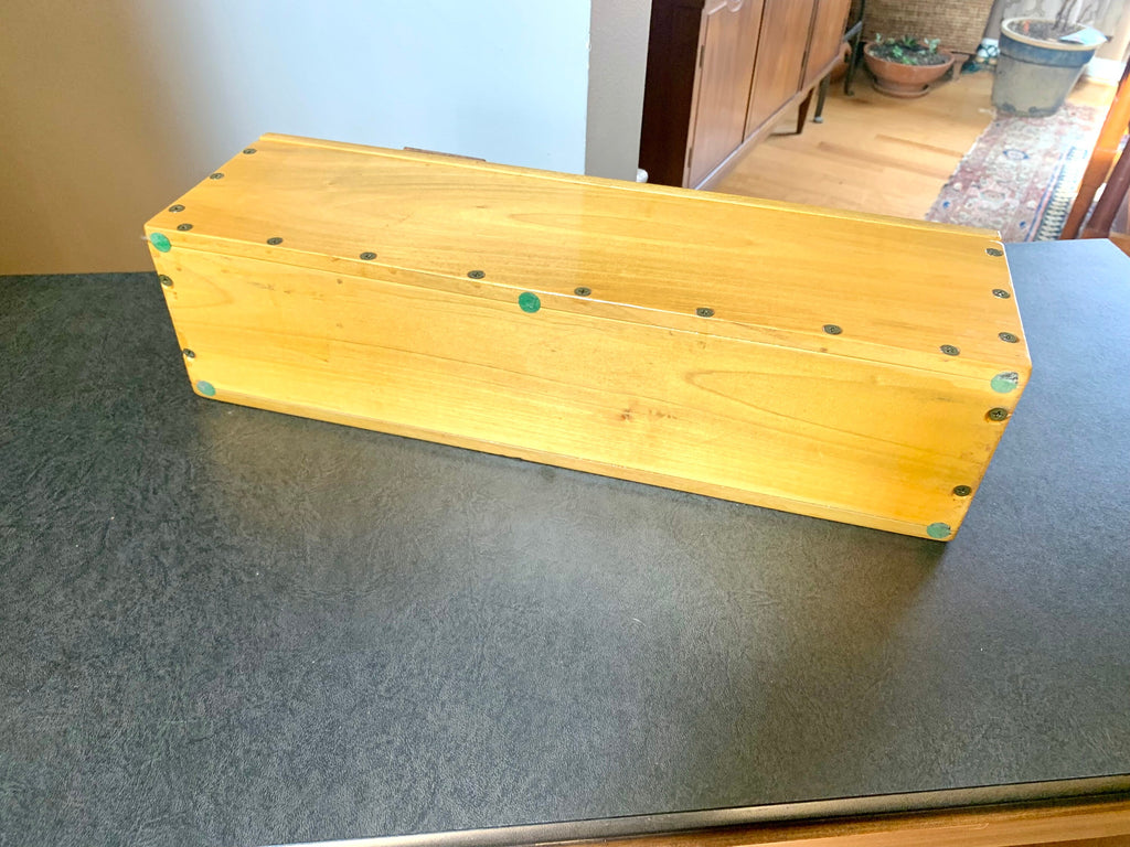 Vtg Wood Reciept Box | Hand Wrote Receipt Box | Sticker Dispense Box | Note Taking Box