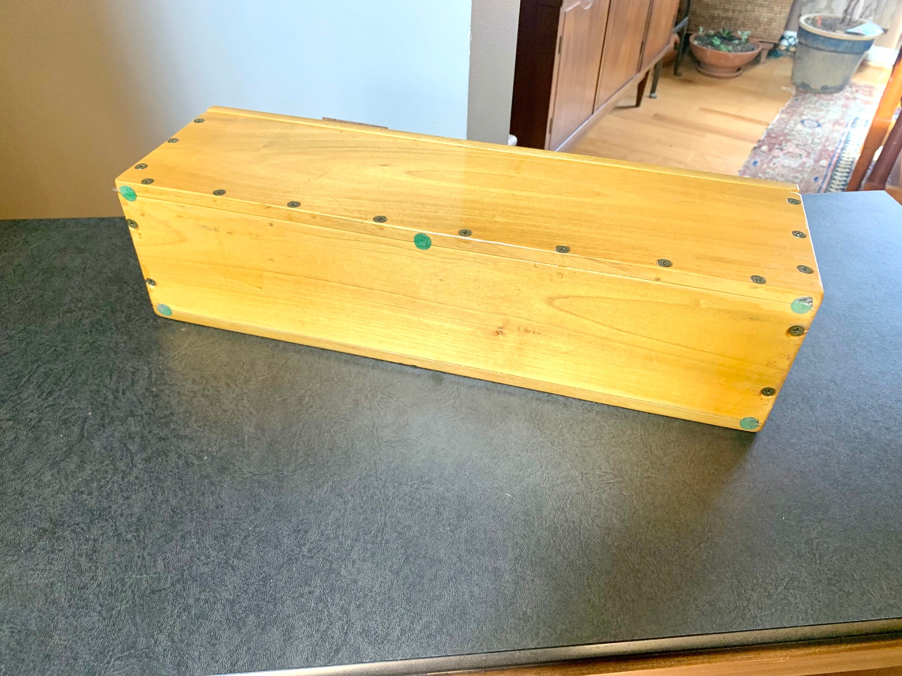 Vtg Wood Reciept Box | Hand Wrote Receipt Box | Sticker Dispense Box | Note Taking Box
