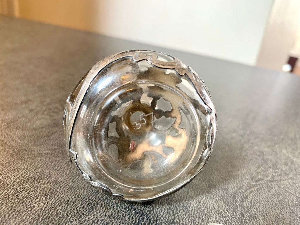 Antique Art Nouveau Sterling Silver Overlay Glass Perfume Bottle | Alvin Sterling Silver Overlayed Fragrance Bottle | Monogrammed Gladys