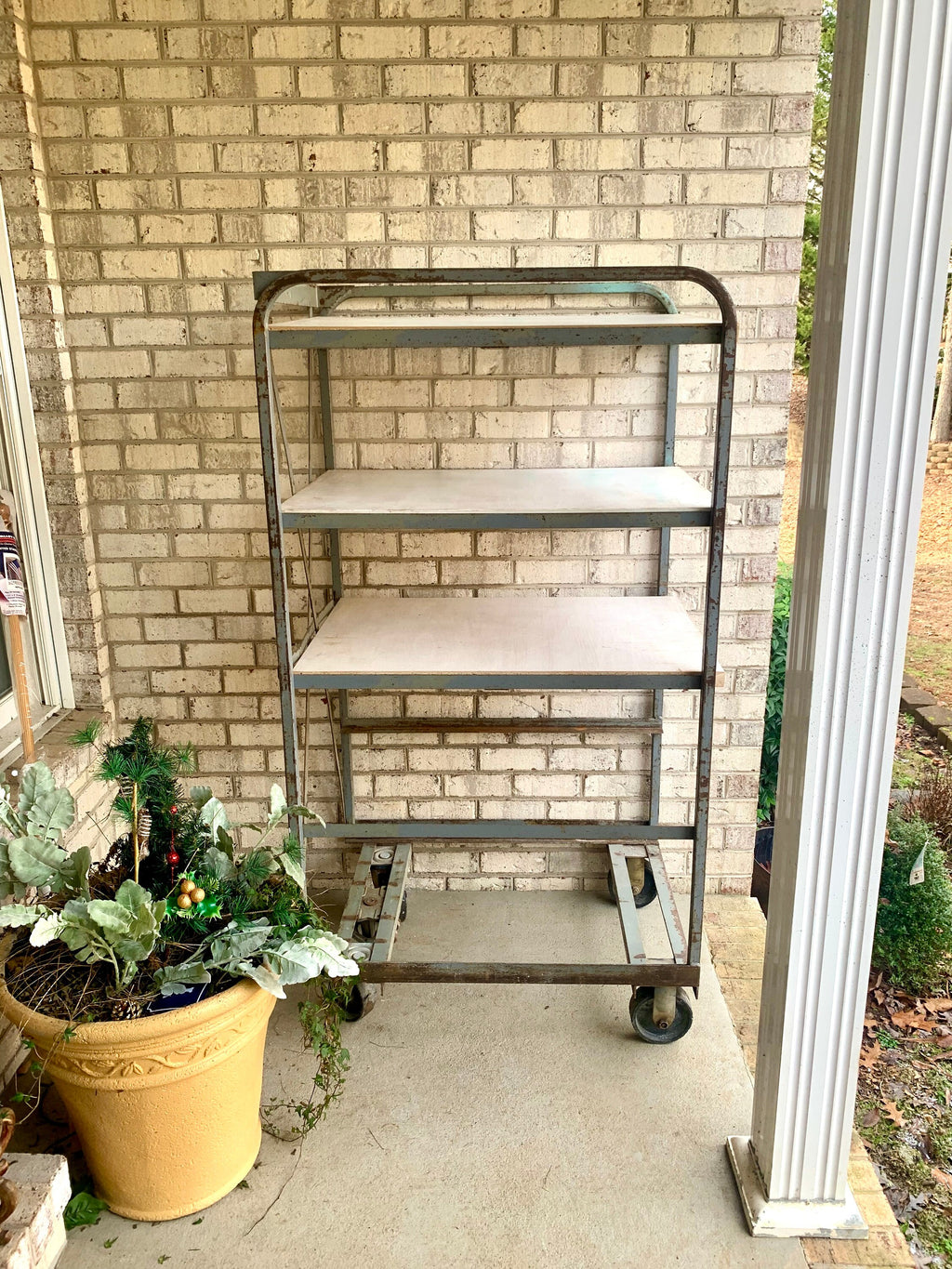 Industrial Rolling Baking Tray Cart | Industrial Pottery Cart | Vtg Distressed REED Metal Cart| Baker's Rack| Rustic Metal Shelf