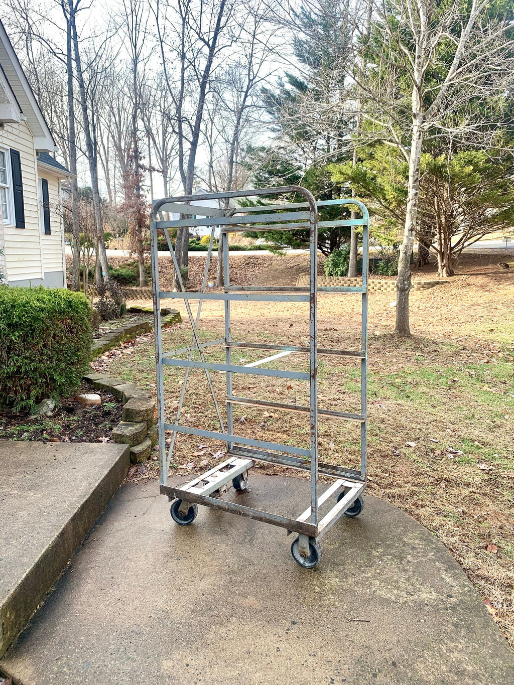 Industrial Rolling Baking Tray Cart | Industrial Pottery Cart | Vtg Distressed REED Metal Cart| Baker's Rack| Rustic Metal Shelf