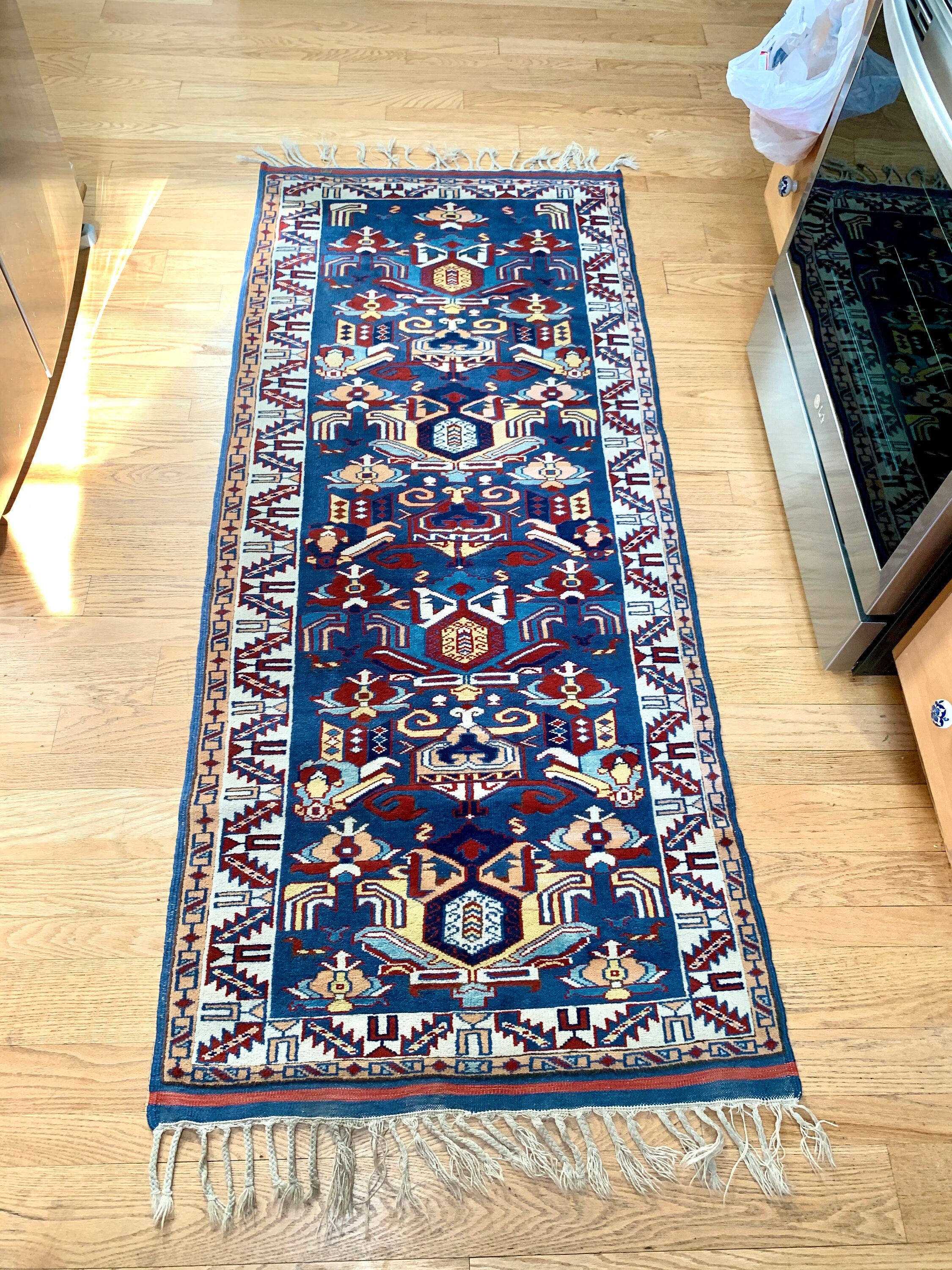 Vintage Turkish Runner Rug | Woven Runner Rug | Oriental Hall Runner | Long Oriental Runner | 1970s Woven Rug | Long Vintage Rug | 70s Rug