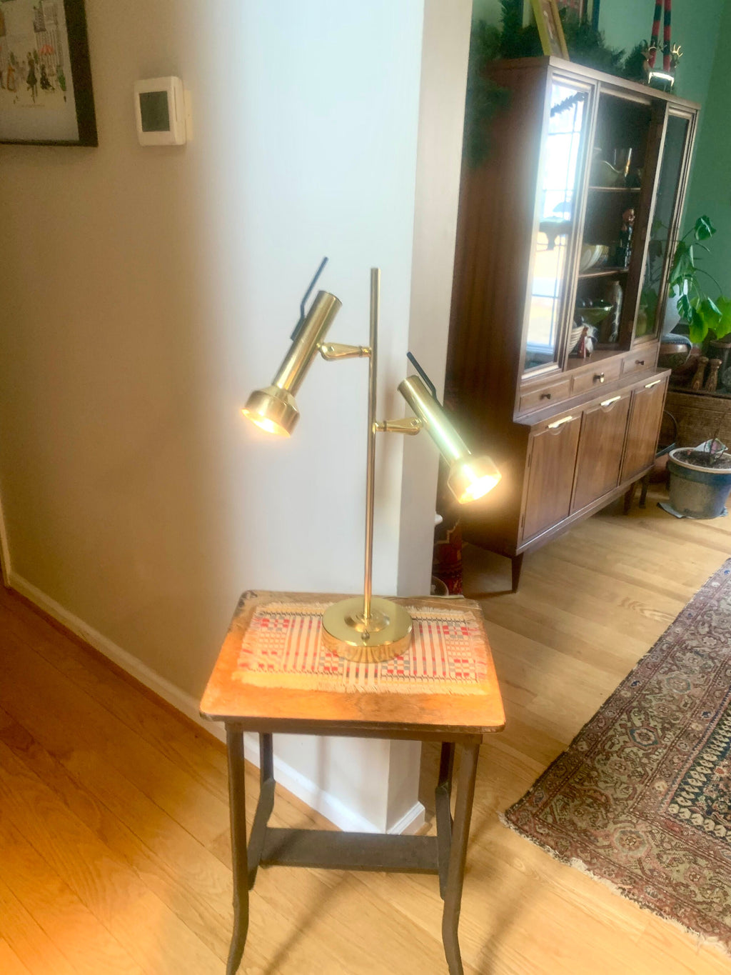 Vintage Brass MCM Table Lamp | Adjustable Brass Table Lamp | Brass Adjustable Spotlight | Mid Century Table Lamp