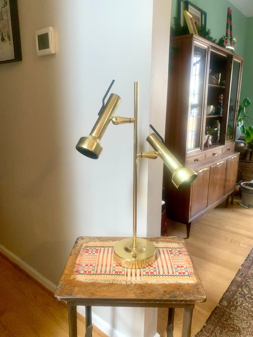 Vintage Brass MCM Table Lamp | Adjustable Brass Table Lamp | Brass Adjustable Spotlight | Mid Century Table Lamp