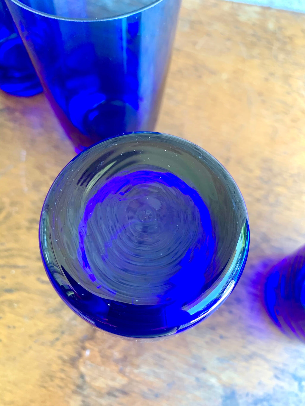 Vintage Set of 4 Colbalt Blue Drinking Glasses | Colbalt Blue Drinking Glasses | Blue Tumbler Glasses