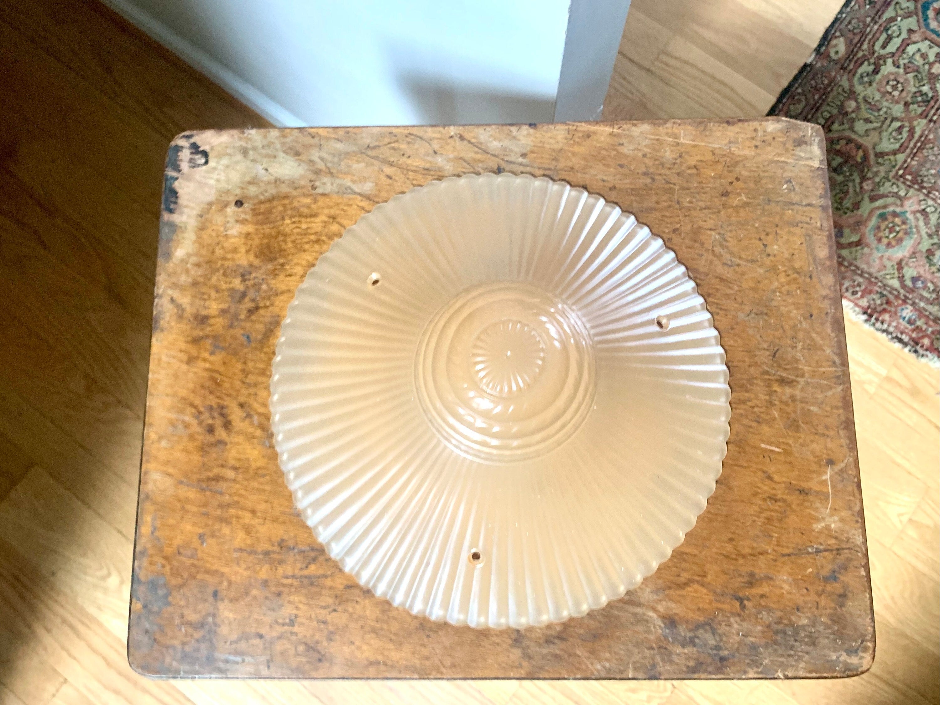 Vintage Ceiling Light Glass Globe | Beige Ceiling Light Glass Shade | Art Deco Light Globe | Frosted Beige Glass Light Shade