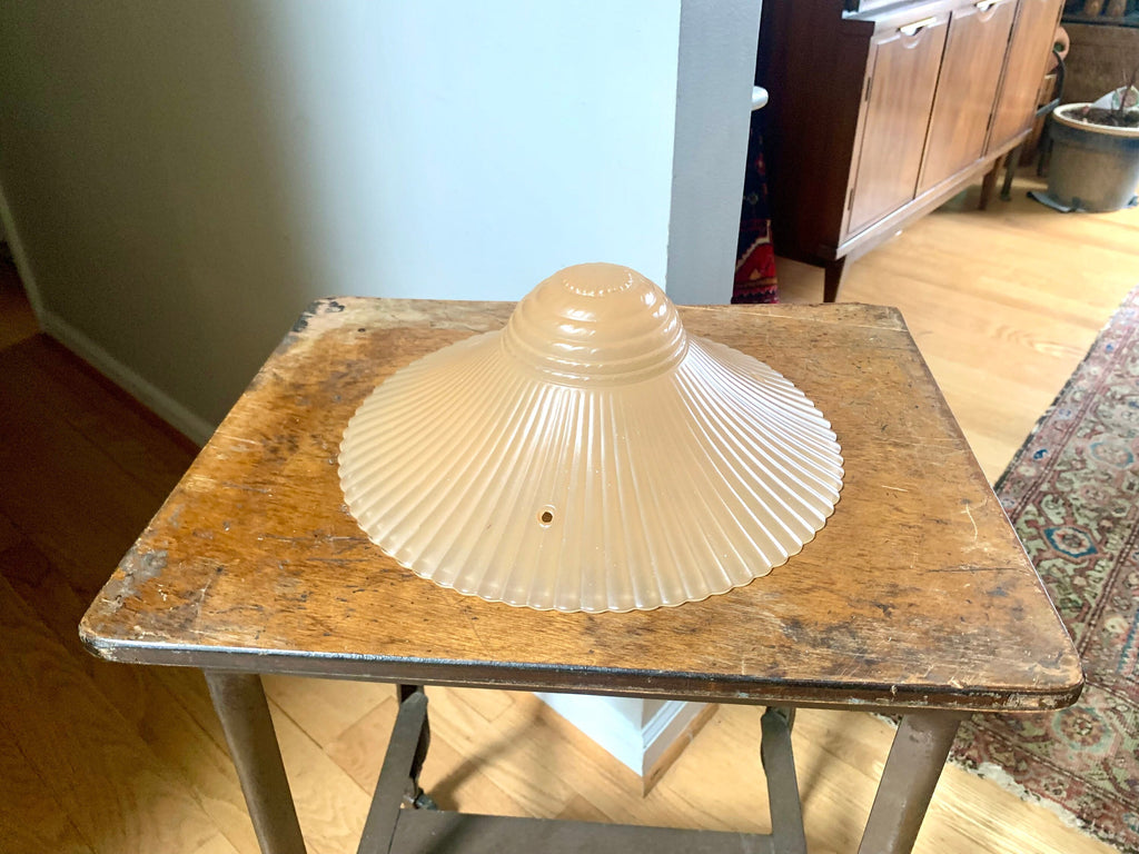 Vintage Ceiling Light Glass Globe | Beige Ceiling Light Glass Shade | Art Deco Light Globe | Frosted Beige Glass Light Shade