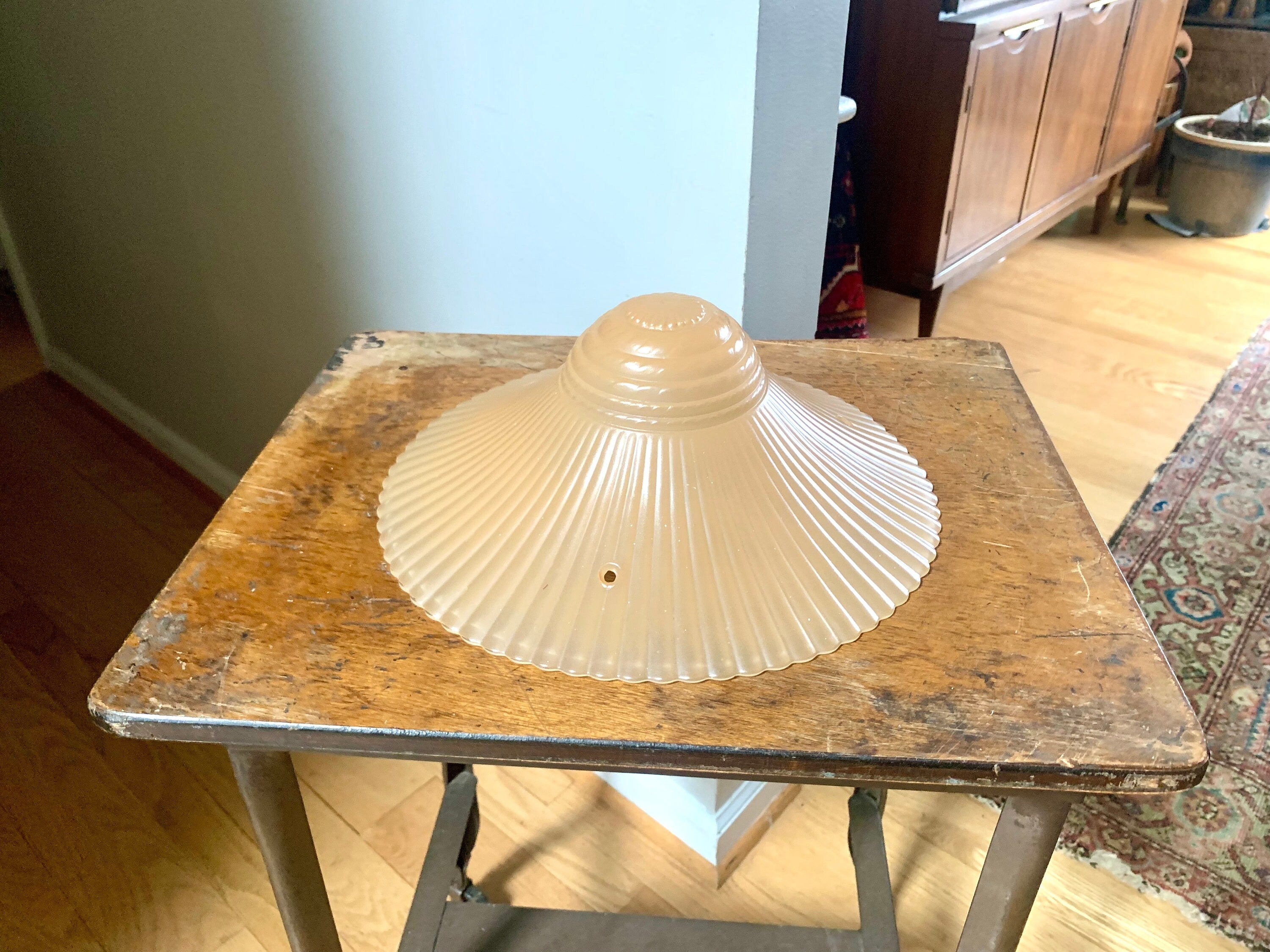 Vintage Ceiling Light Glass Globe | Beige Ceiling Light Glass Shade | Art Deco Light Globe | Frosted Beige Glass Light Shade