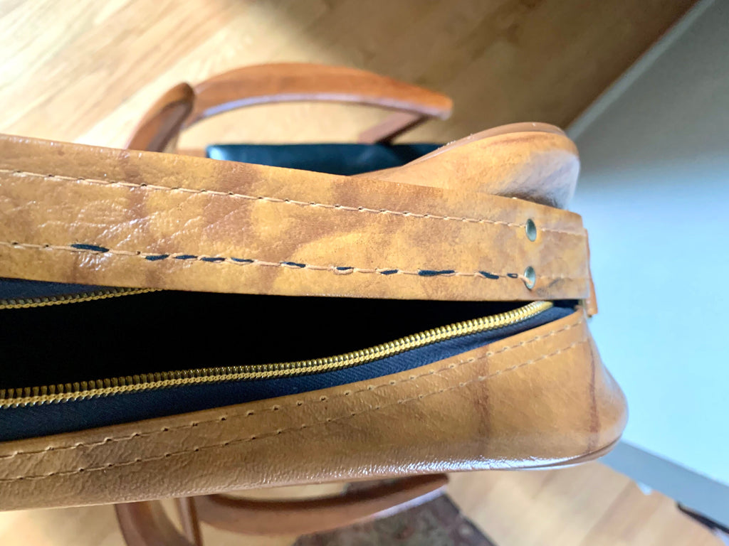 Vintage Luchi II Brown Marbled Vinyl Shoulder Bag | Luchi II Shoulder Bag | Vintage Italian Shoulder Bag | Brown Weekender | Crossbody Bag