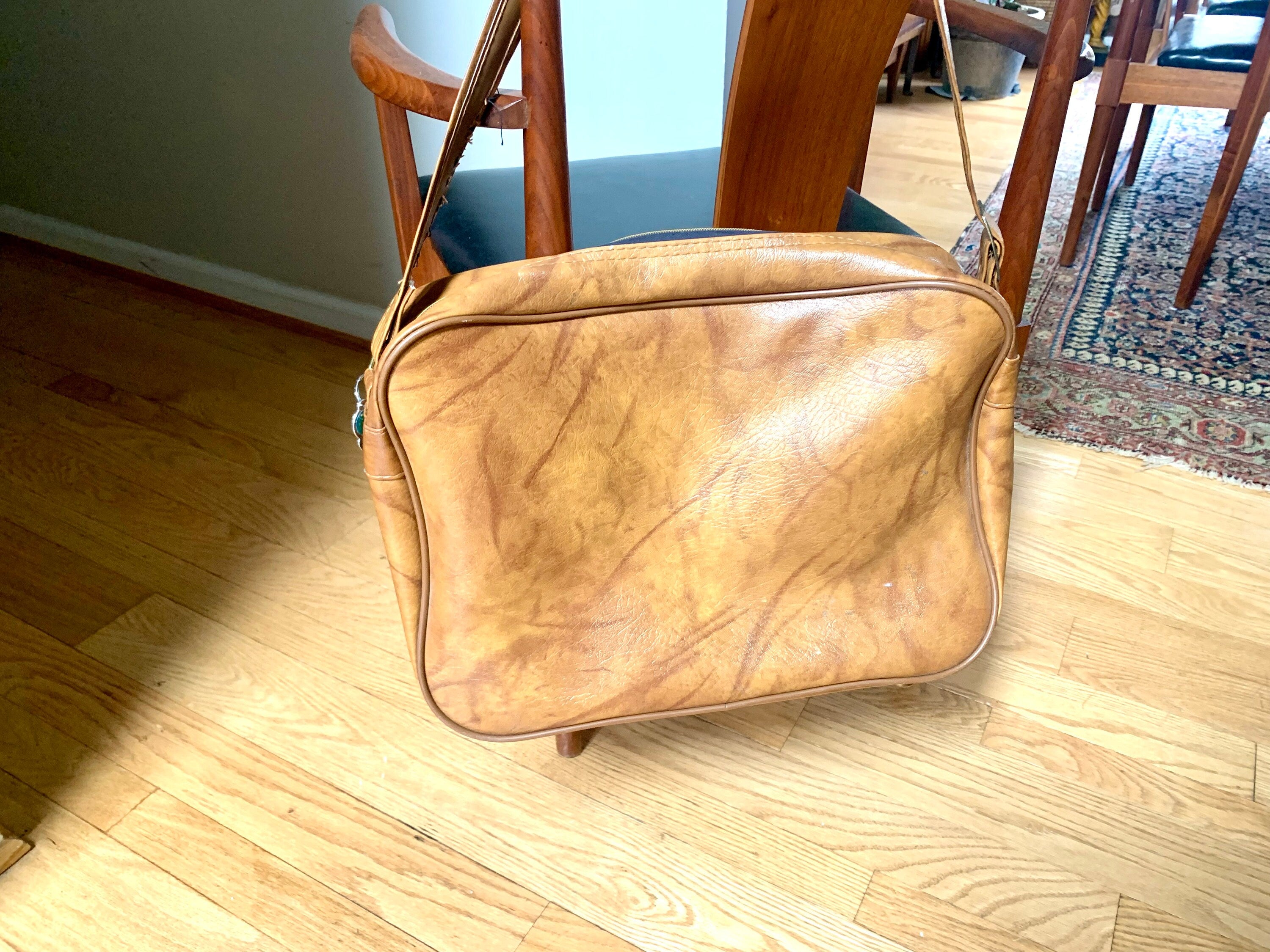 Vintage Luchi II Brown Marbled Vinyl Shoulder Bag | Luchi II Shoulder Bag | Vintage Italian Shoulder Bag | Brown Weekender | Crossbody Bag