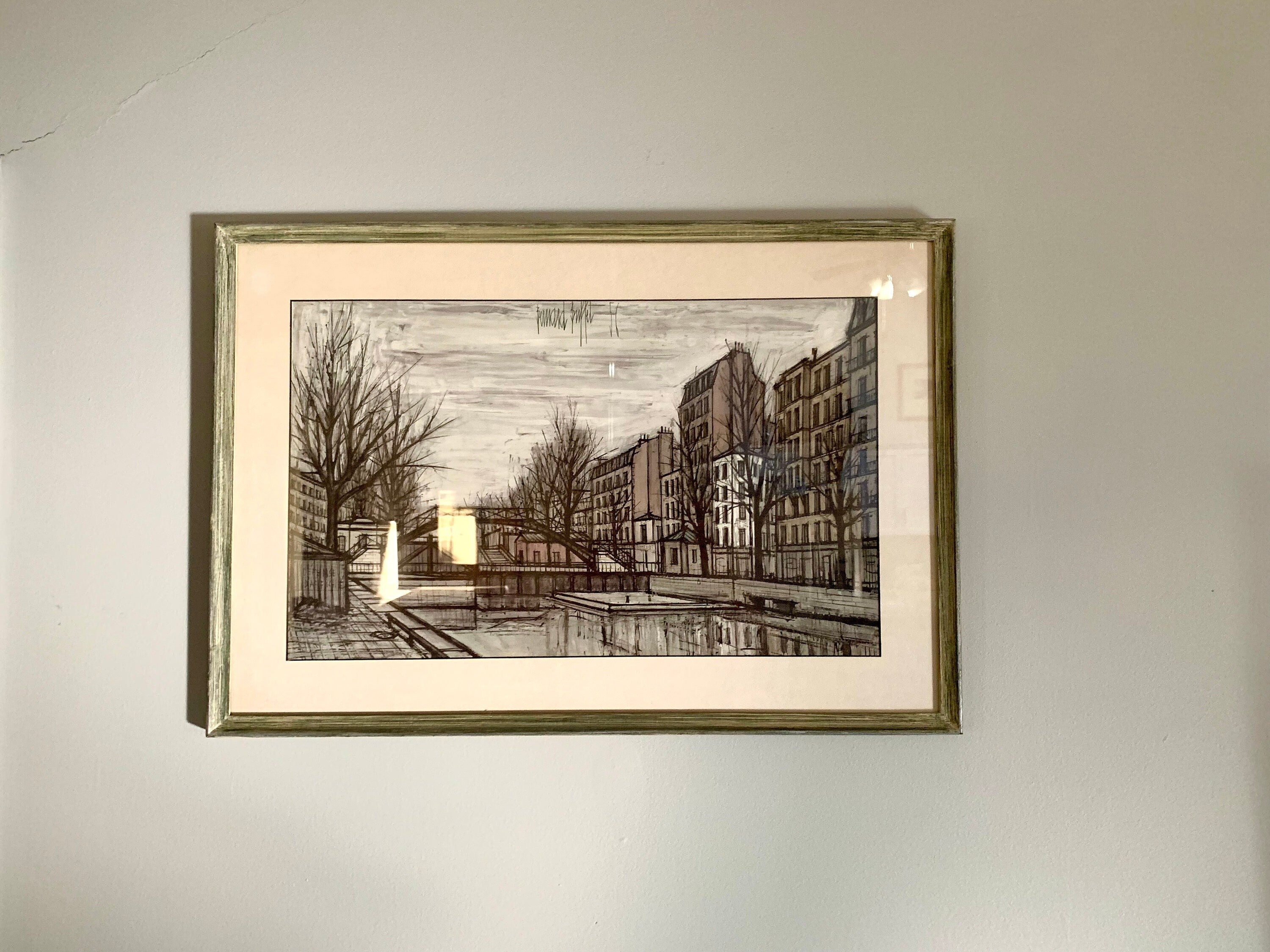 Vintage Framed Bernard Buffet Lithograph | St. Martins Canal Lithograph | Buffet Signed Art | French MCM Art | Michel Garnier Collection