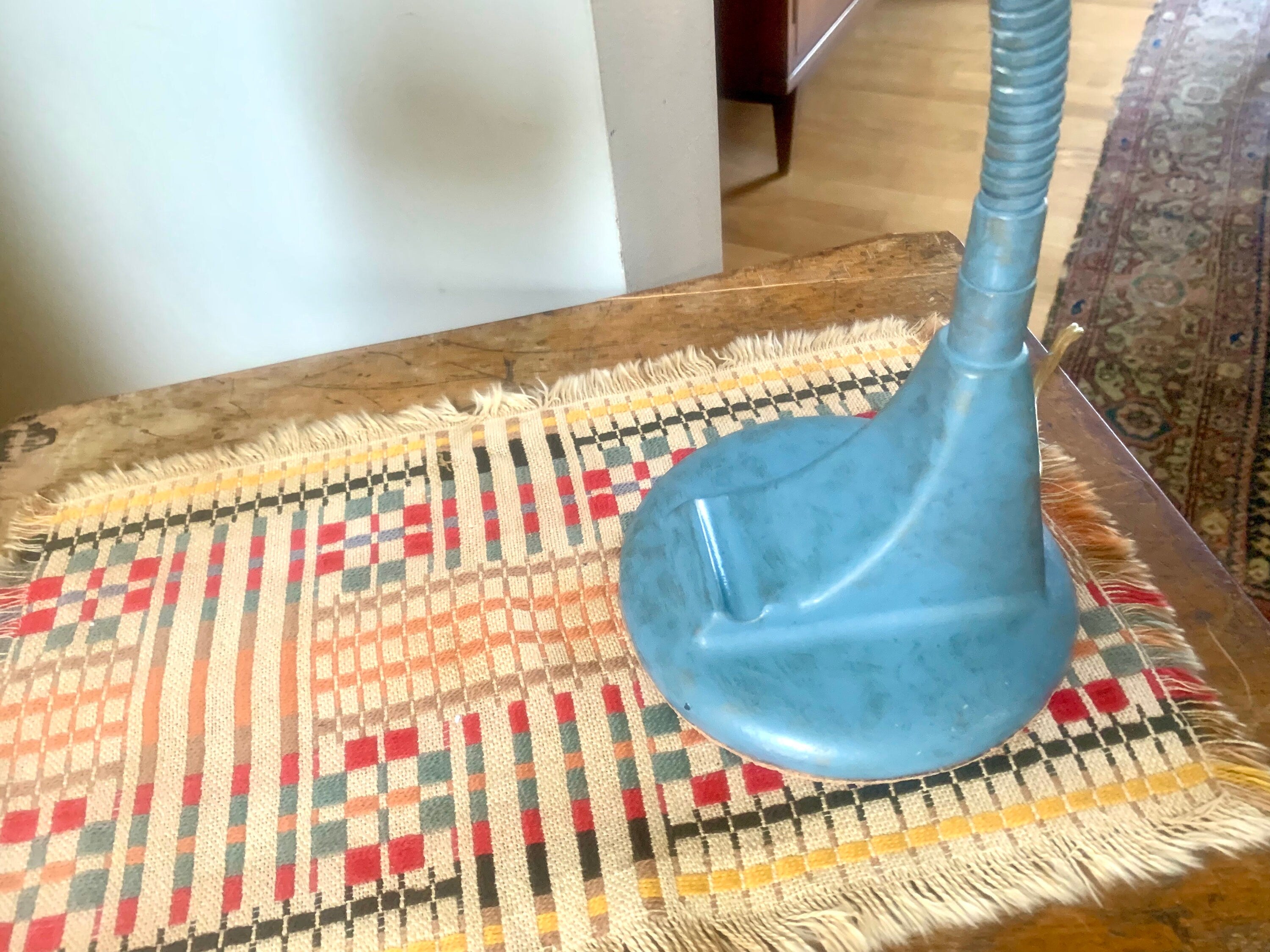 Vintage Blue Goose Neck Lamp | Industrial Flexible Desk Lamp | Blue Adjustable Desk Lamp | Distressed Style Paint Desk Lamp |