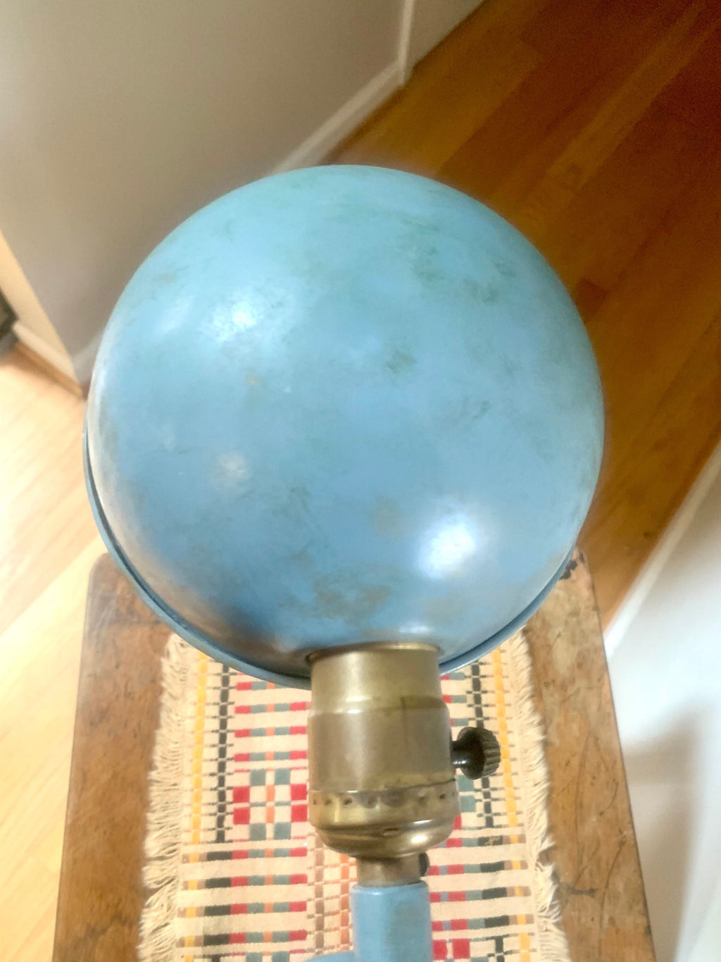 Vintage Blue Goose Neck Lamp | Industrial Flexible Desk Lamp | Blue Adjustable Desk Lamp | Distressed Style Paint Desk Lamp |