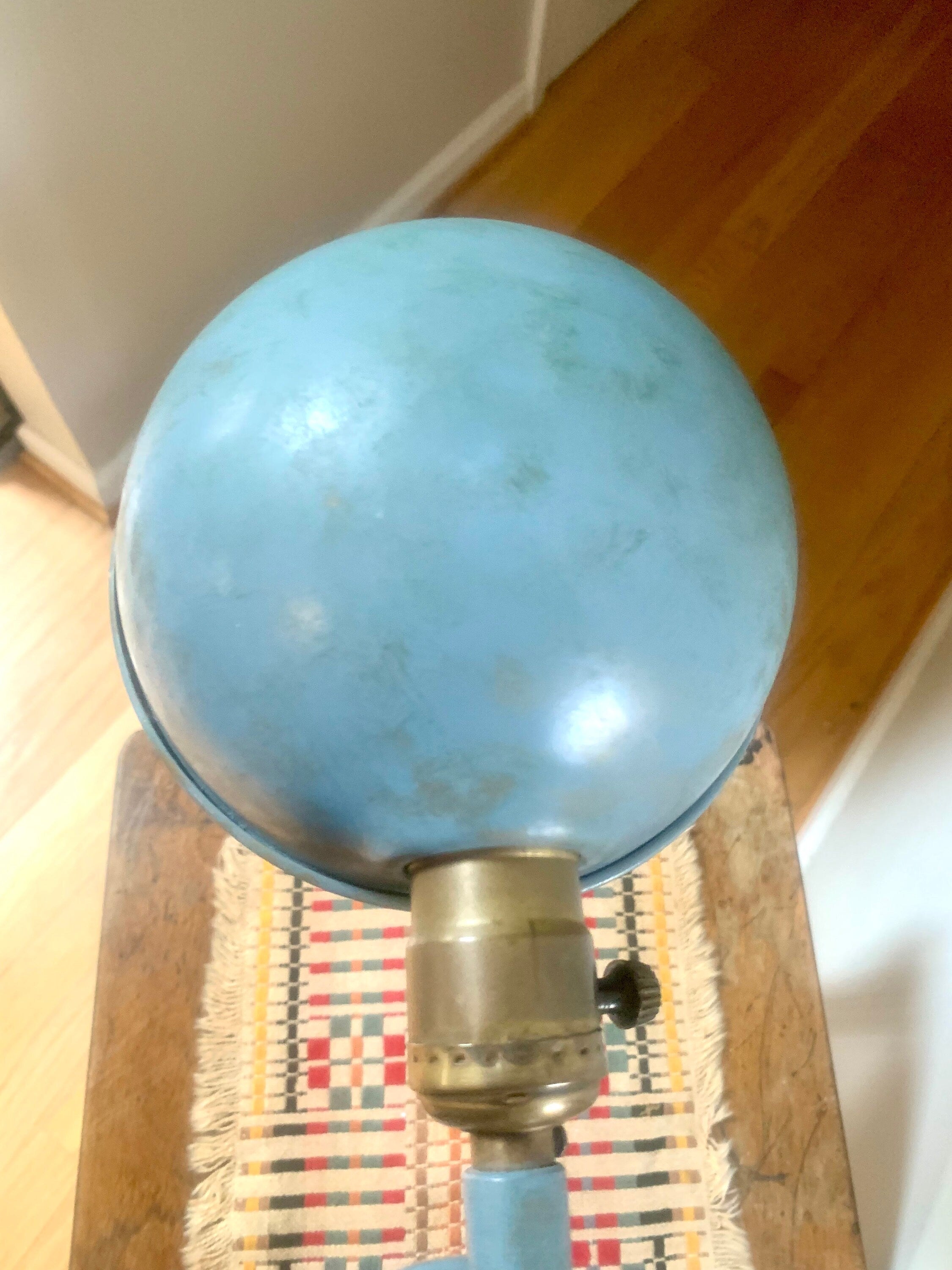 Vintage Blue Goose Neck Lamp | Industrial Flexible Desk Lamp | Blue Adjustable Desk Lamp | Distressed Style Paint Desk Lamp |